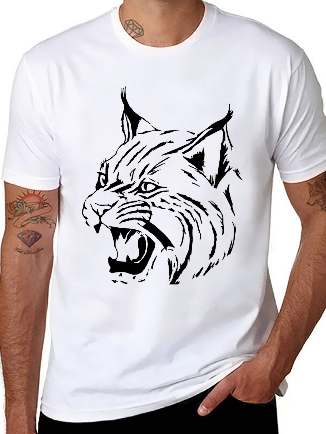 Black T-Shirt with Lynx Graphic