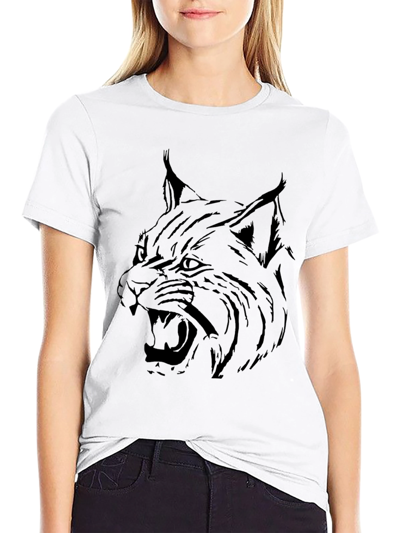 Black T-Shirt with Lynx Graphic