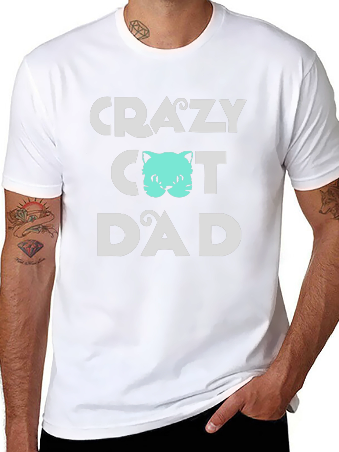 Crazy Cat Dad Tee - Fun Graphic T-Shirt