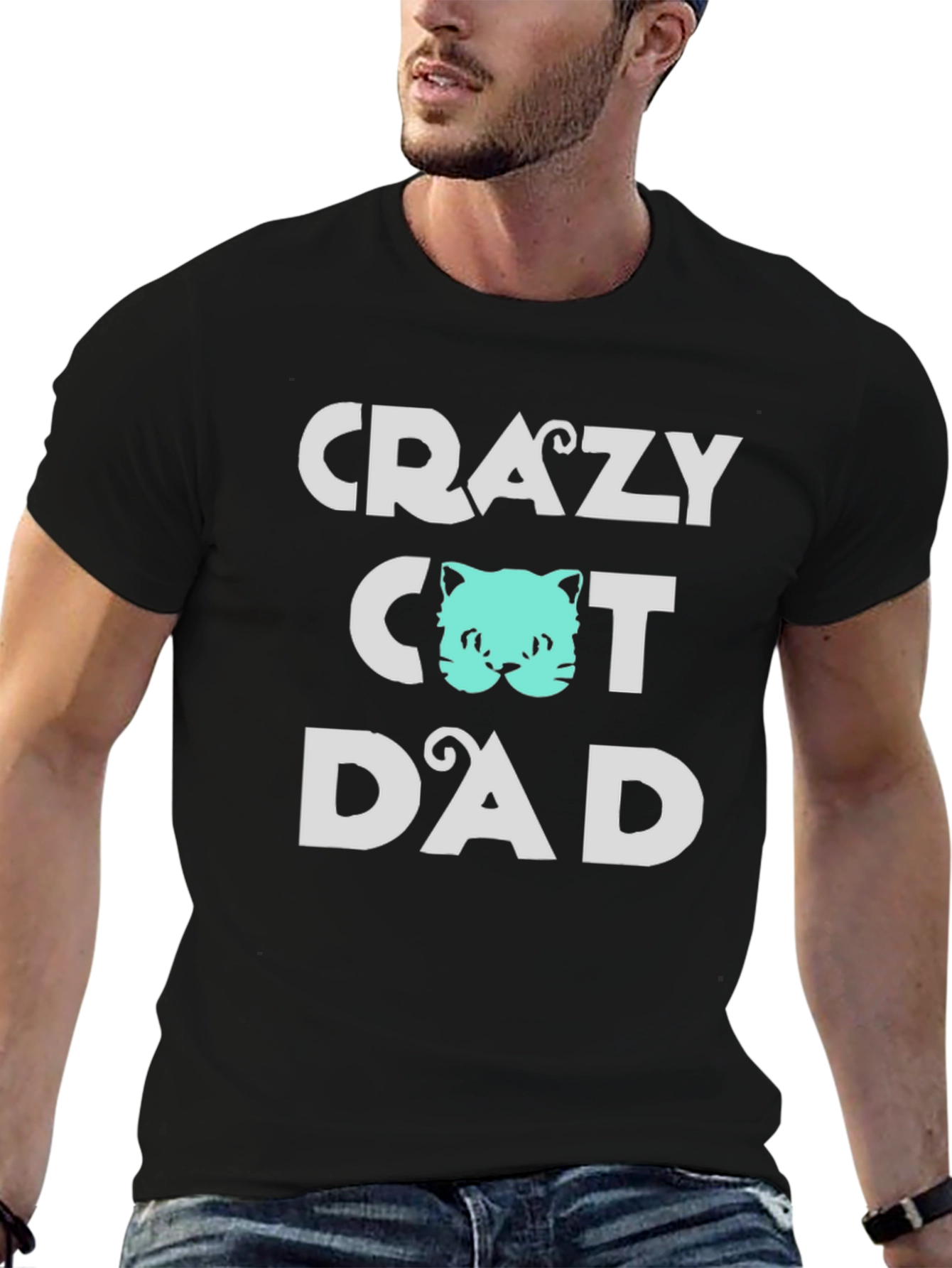 Crazy Cat Dad Tee - Fun Graphic T-Shirt