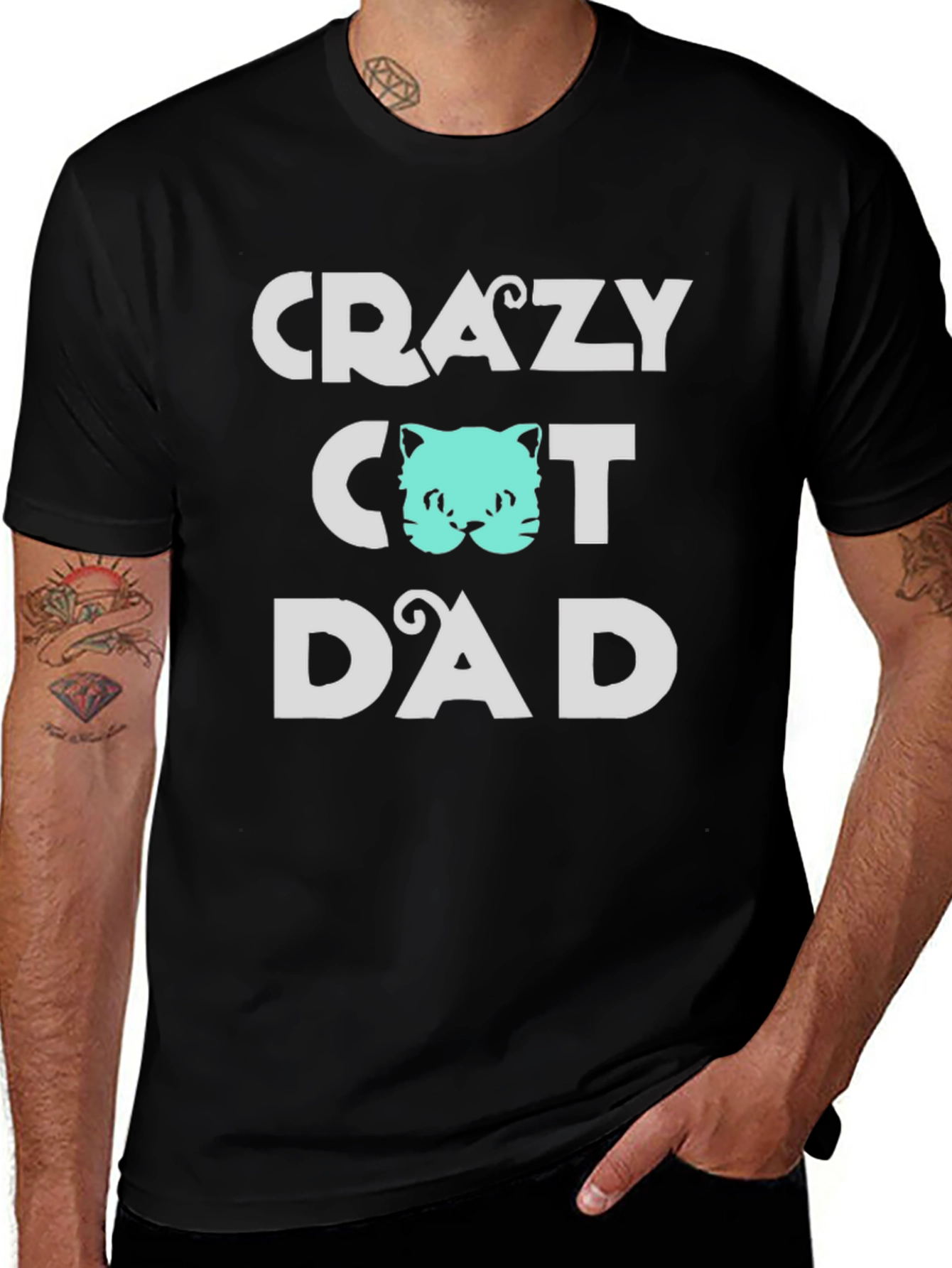 Crazy Cat Dad Tee - Fun Graphic T-Shirt
