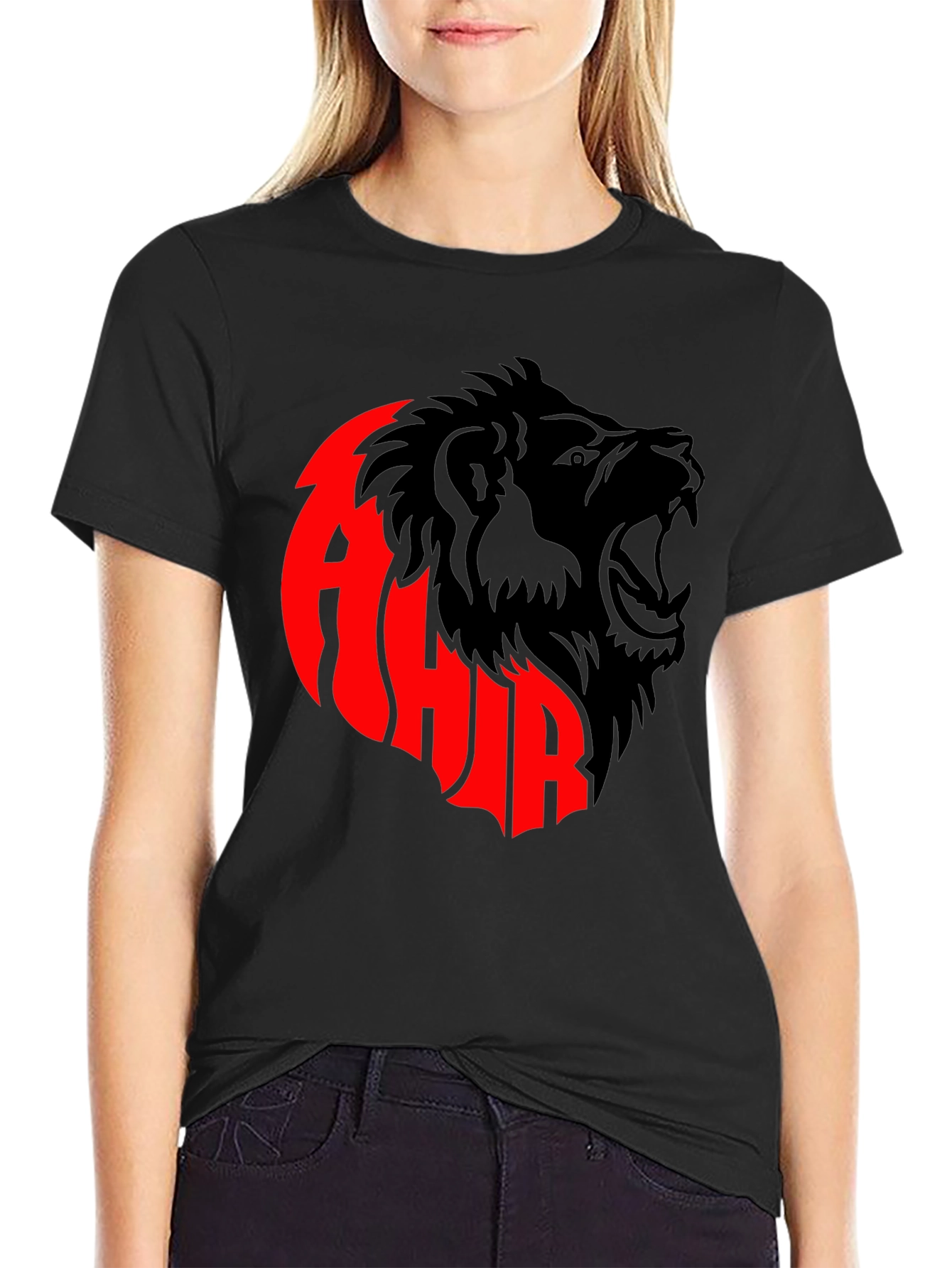 Black T-shirt with Lion Design