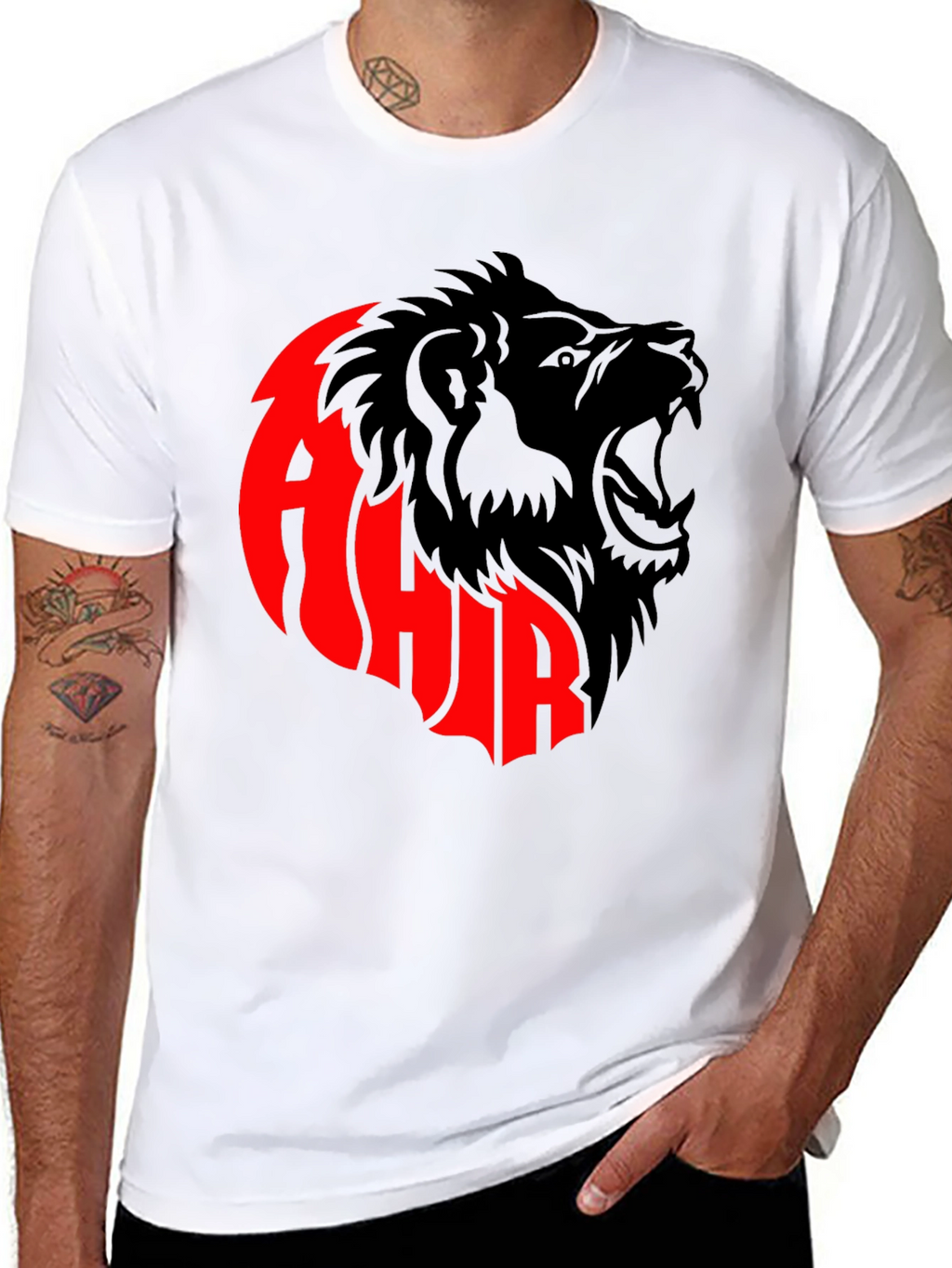 Black T-shirt with Lion Design