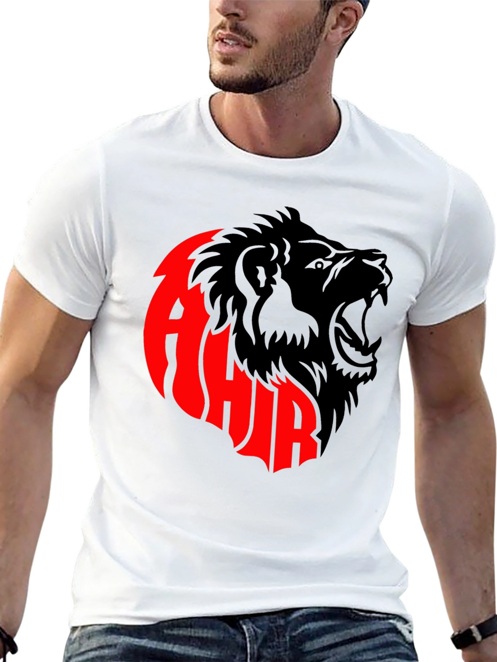 Black T-shirt with Lion Design