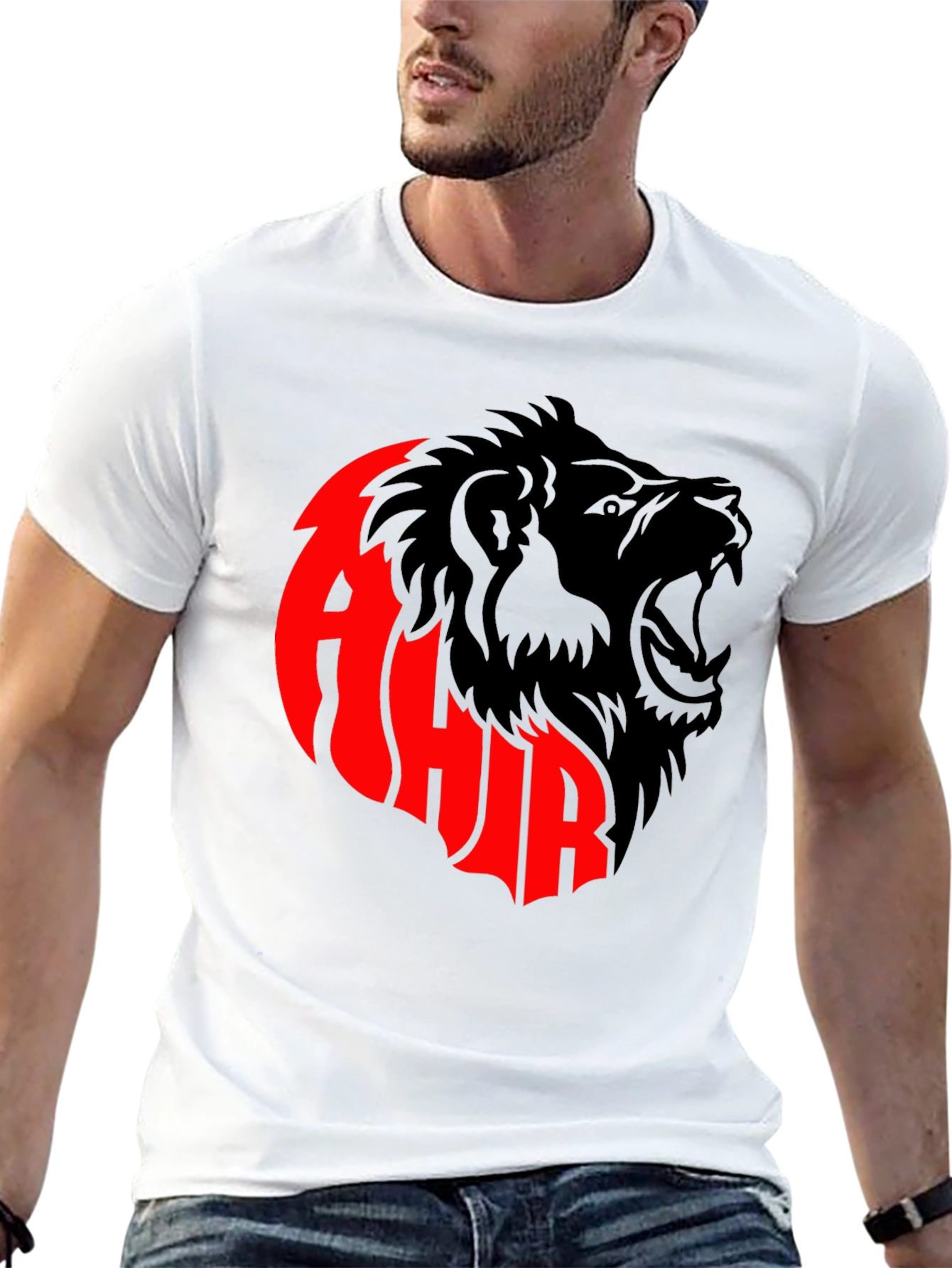 Black T-shirt with Lion Design