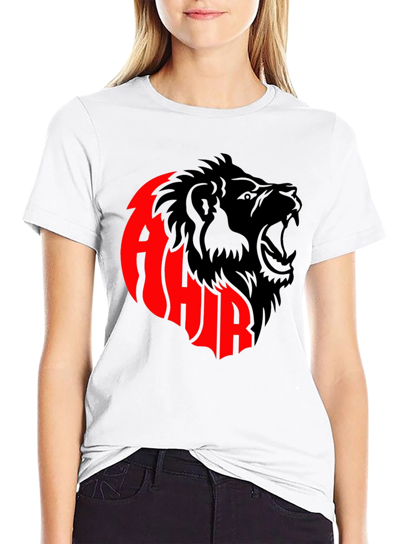 Black T-shirt with Lion Design