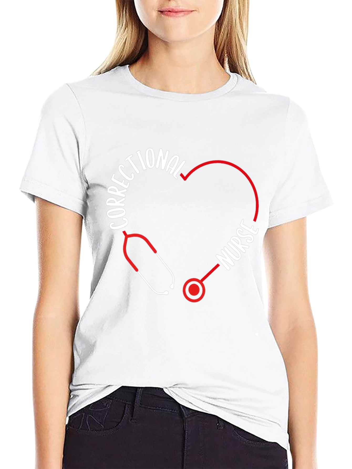 Correctional Nurse Heart Stethoscope T-Shirt