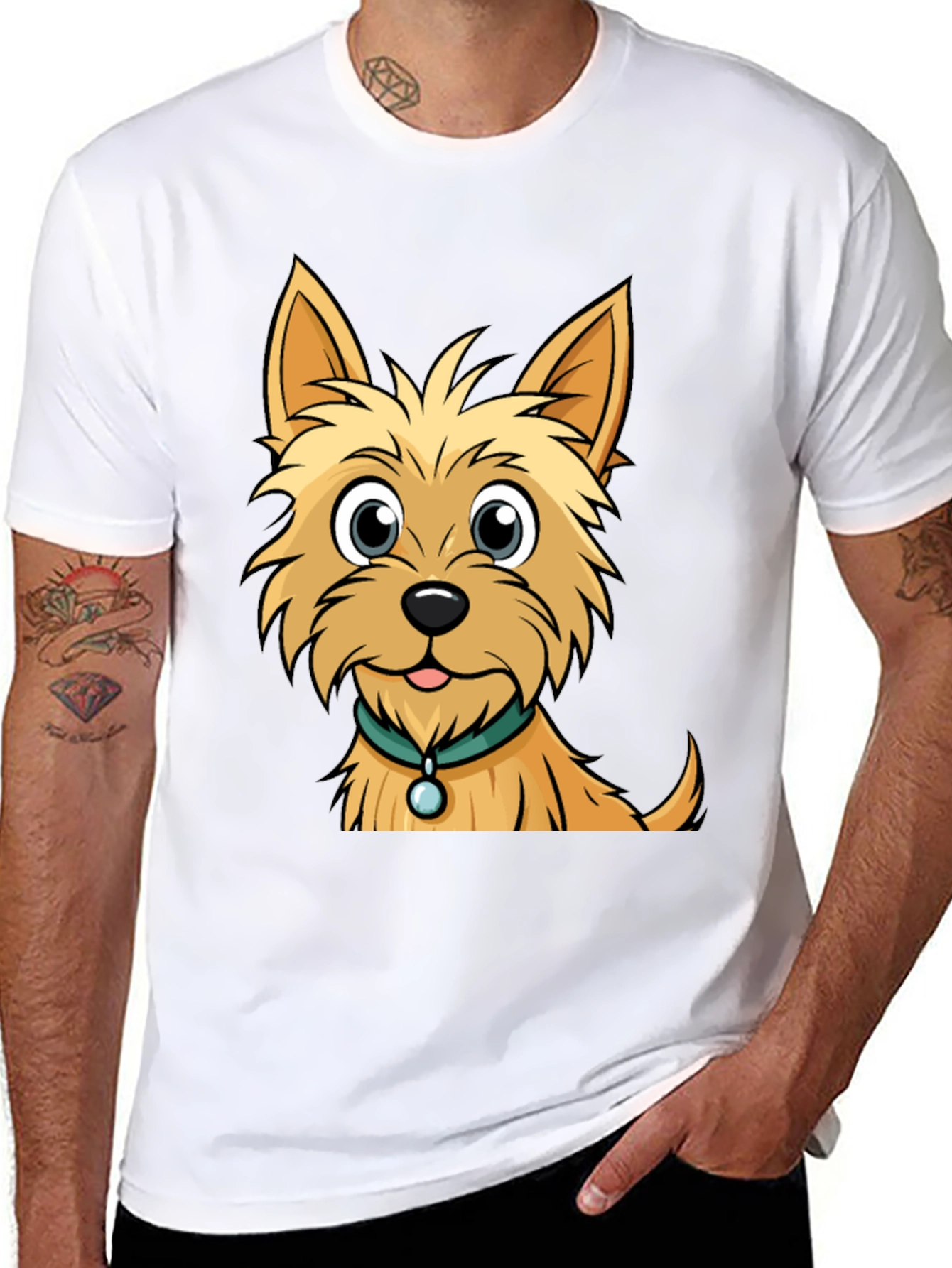 Cute Dog Graphic Tee - Casual Black T-Shirt