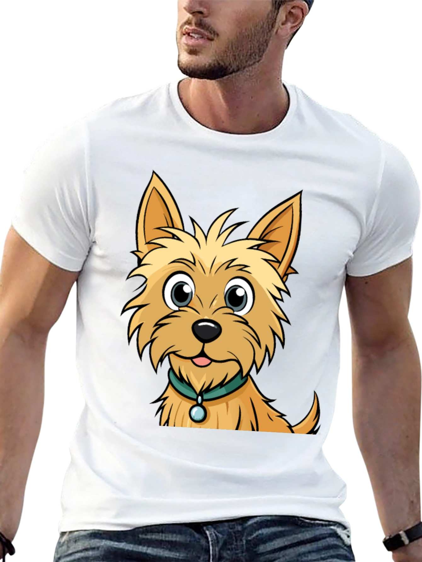 Cute Dog Graphic Tee - Casual Black T-Shirt