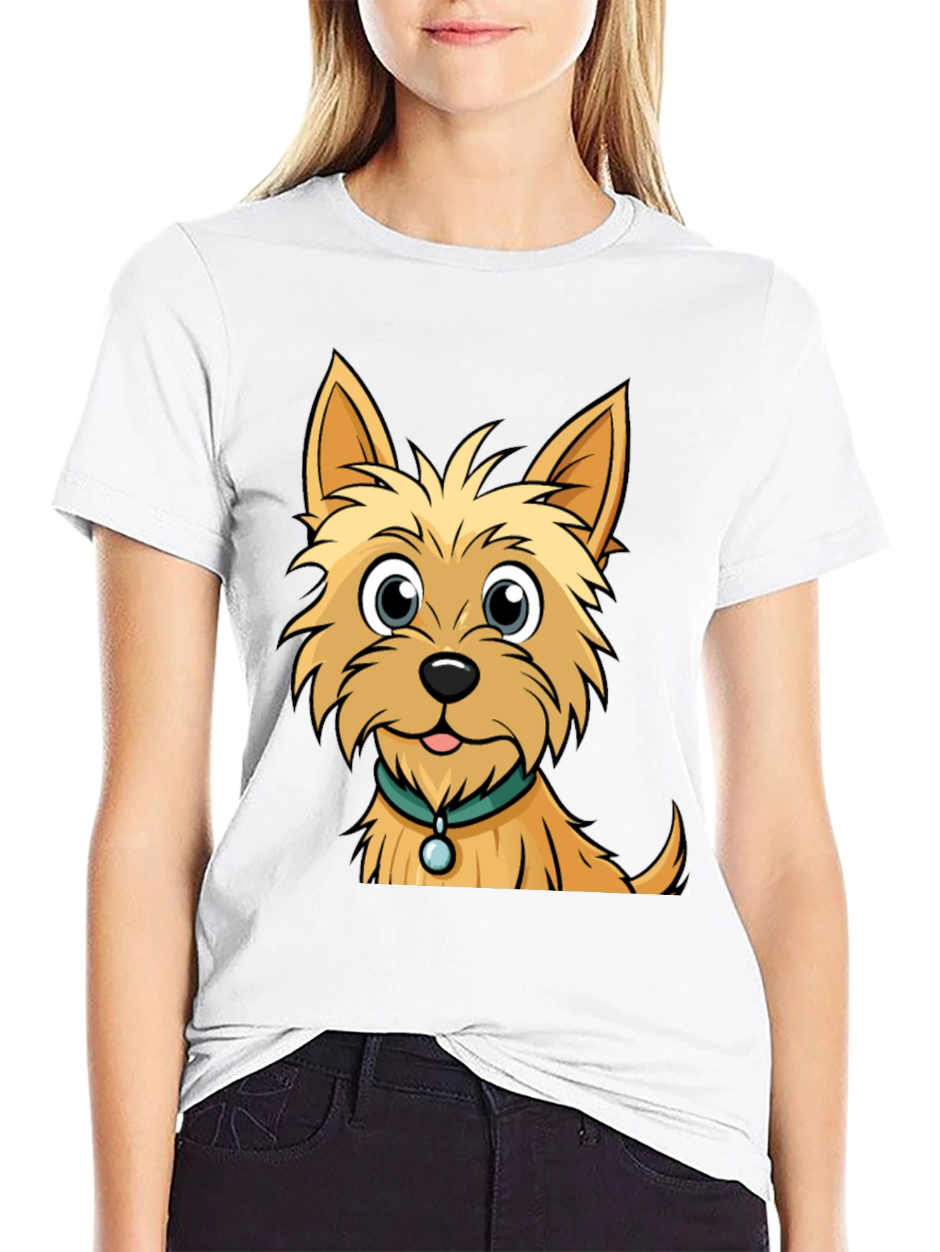 Cute Dog Graphic Tee - Casual Black T-Shirt