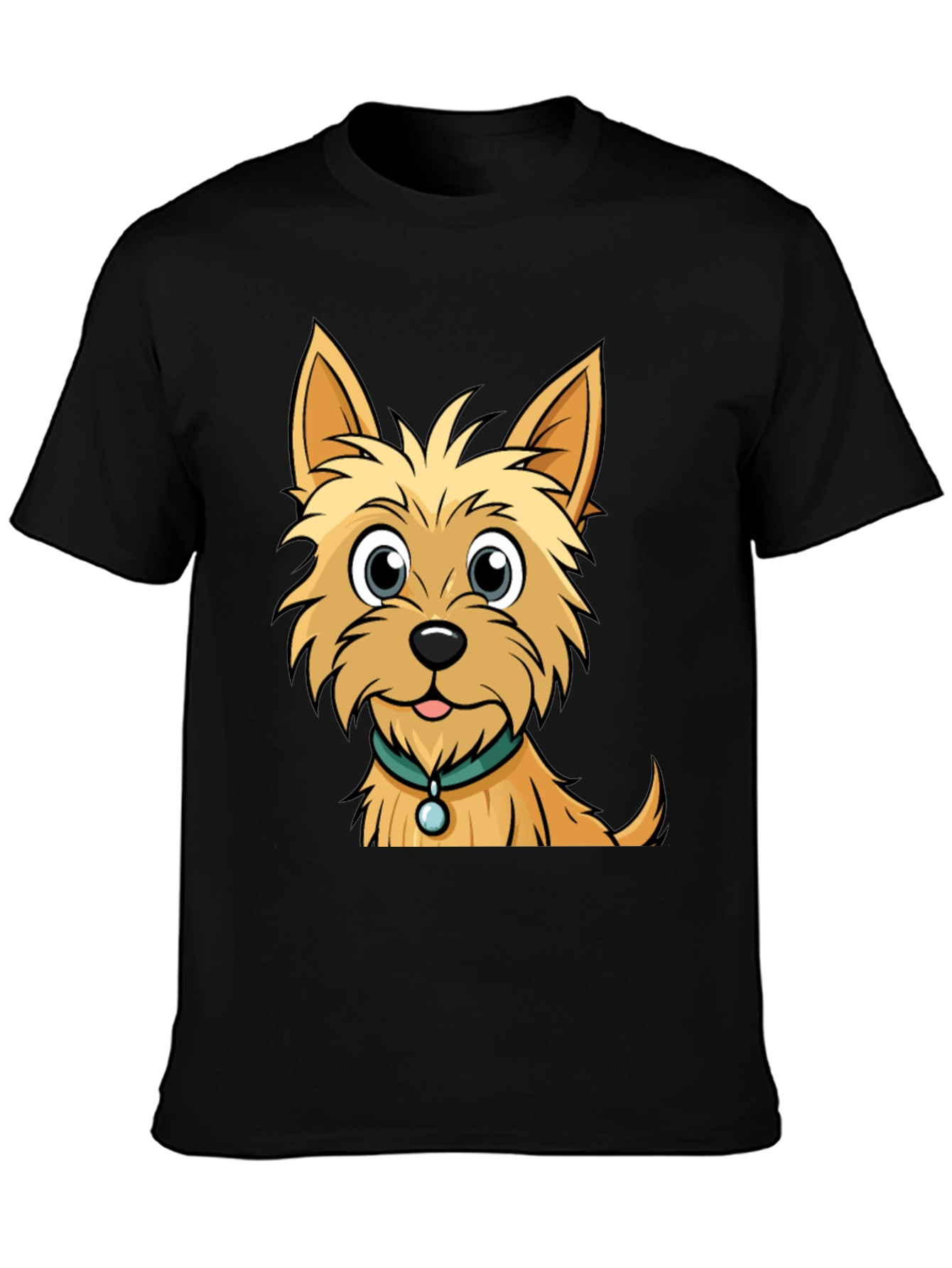 Cute Dog Graphic Tee - Casual Black T-Shirt