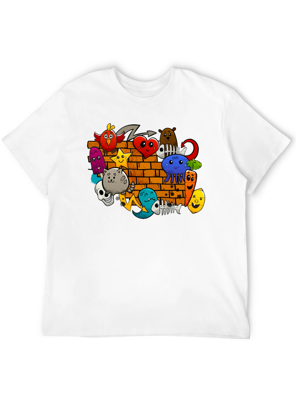 Cartoon Doodle Graffiti Black T-Shirt