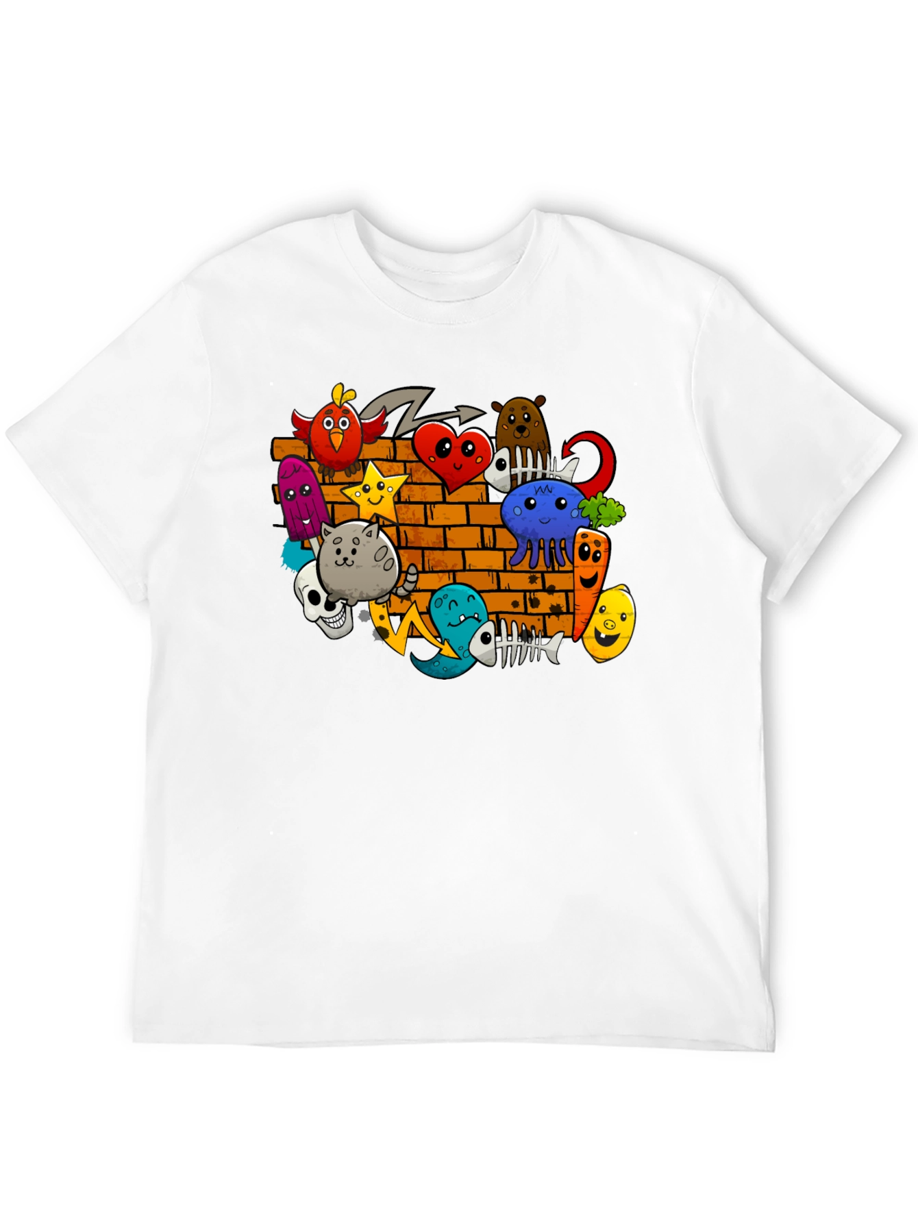 Cartoon Doodle Graffiti Black T-Shirt