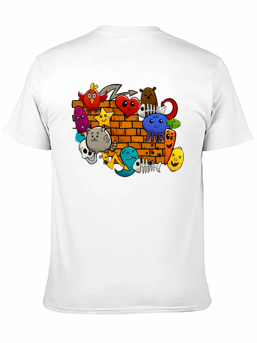 Cartoon Doodle Graffiti Black T-Shirt