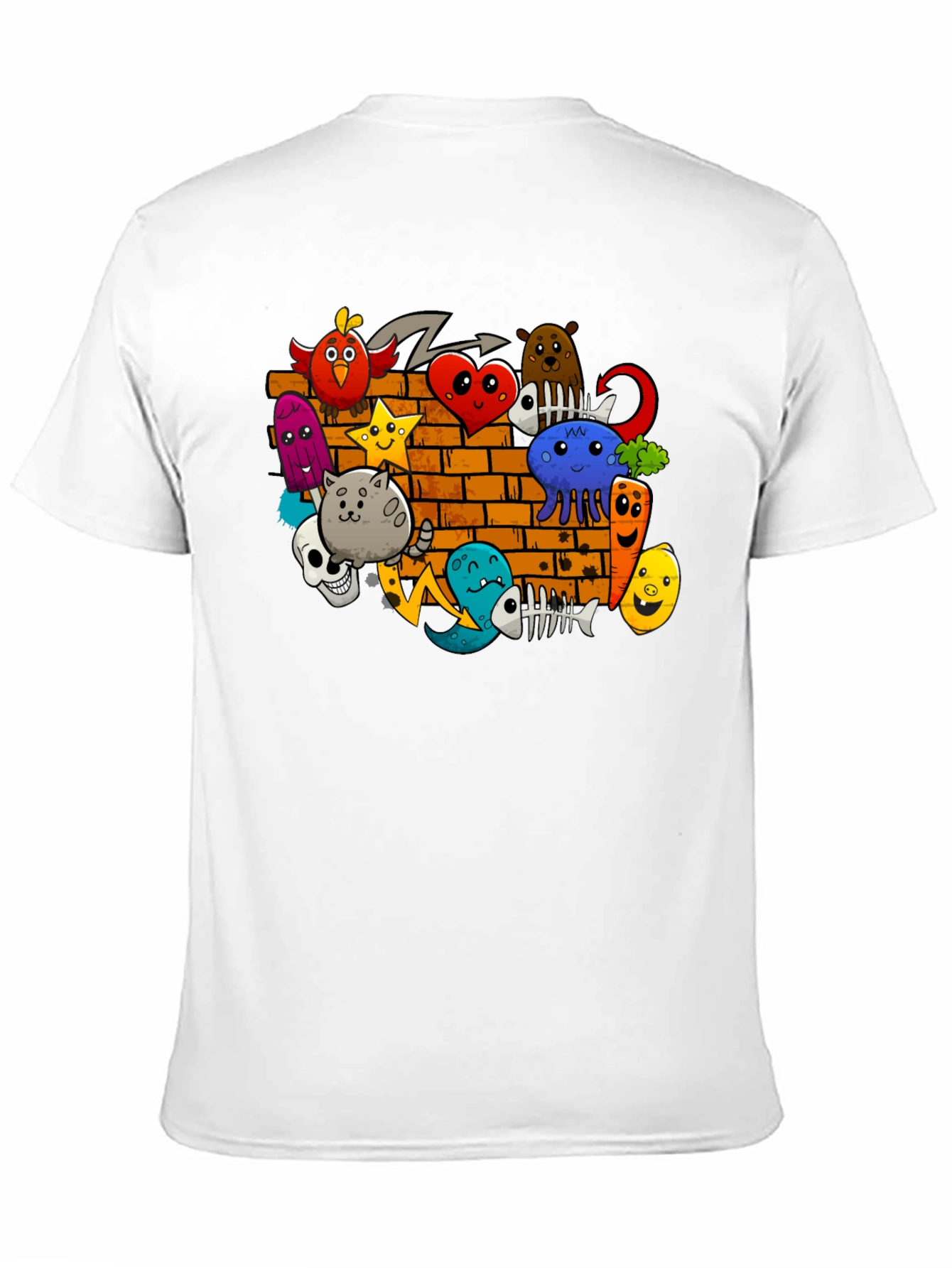 Cartoon Doodle Graffiti Black T-Shirt