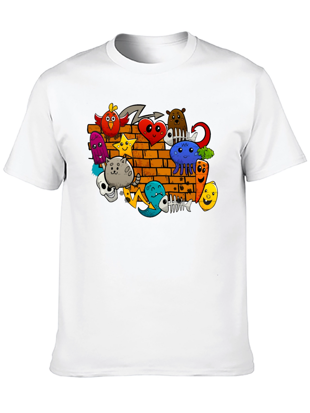 Cartoon Doodle Graffiti Black T-Shirt