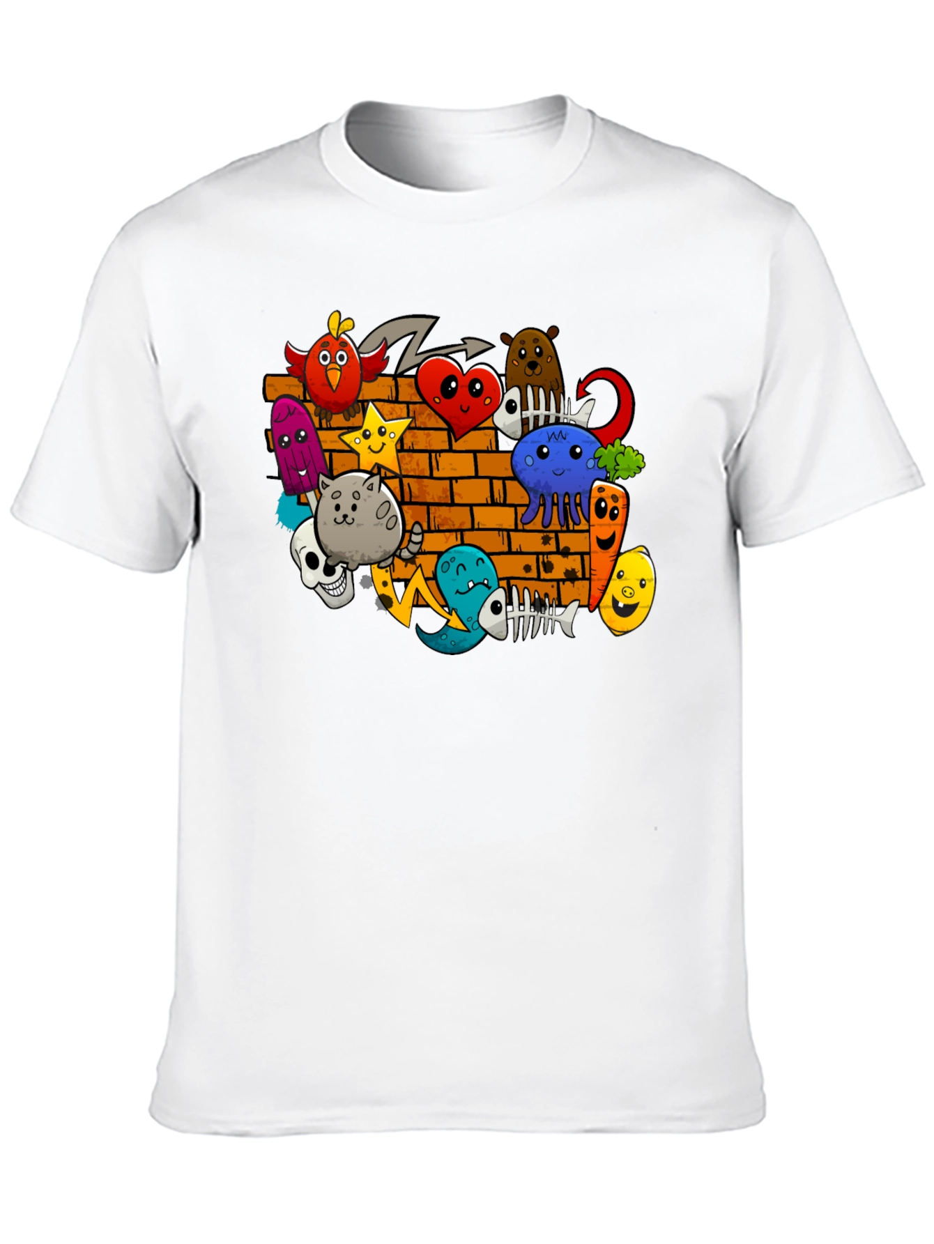 Cartoon Doodle Graffiti Black T-Shirt