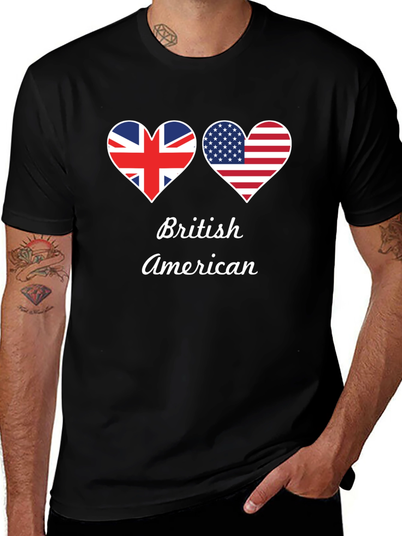British American Flag Heart T-Shirt