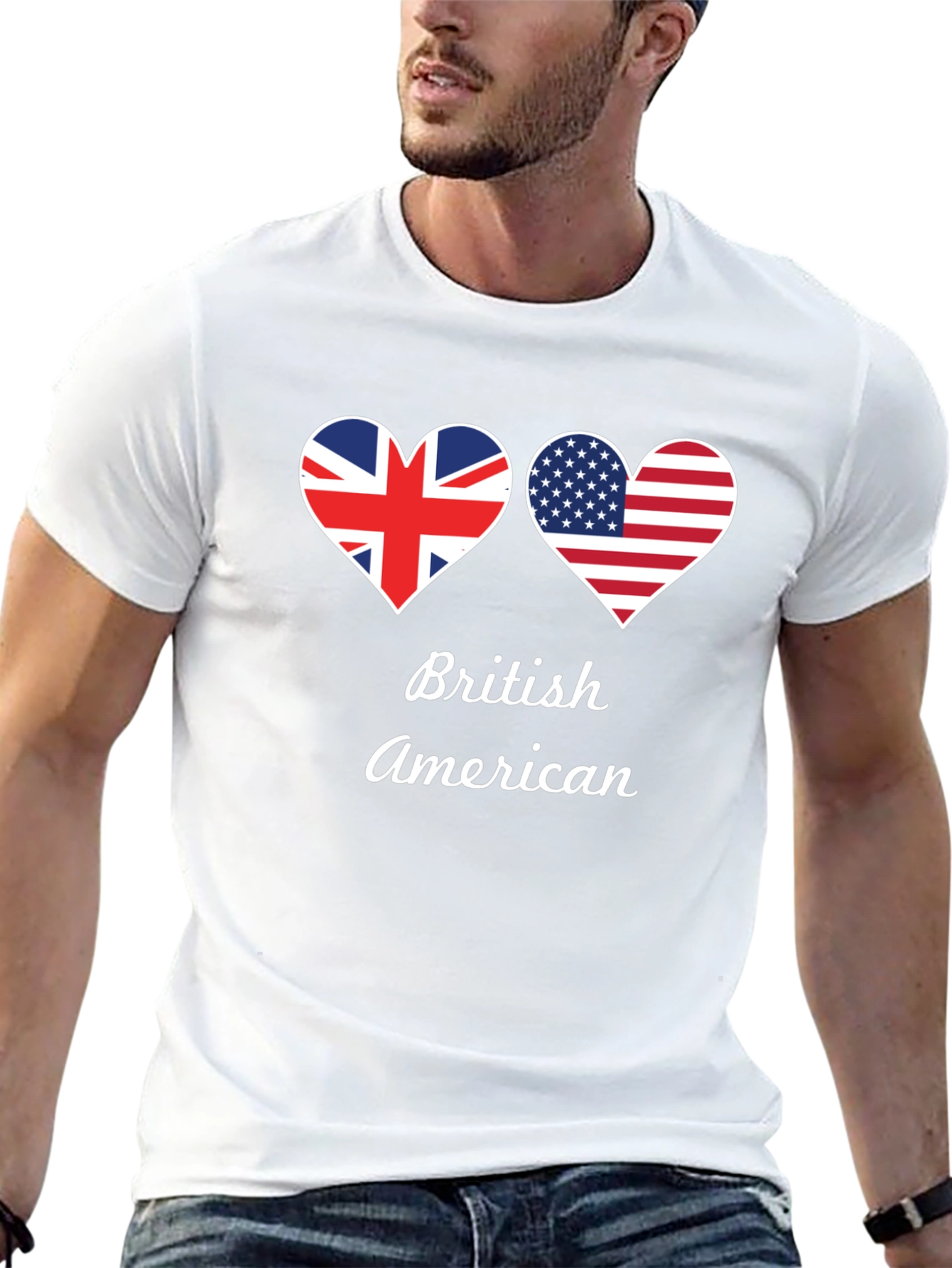 British American Flag Heart T-Shirt
