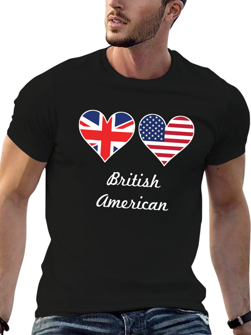 British American Flag Heart T-Shirt