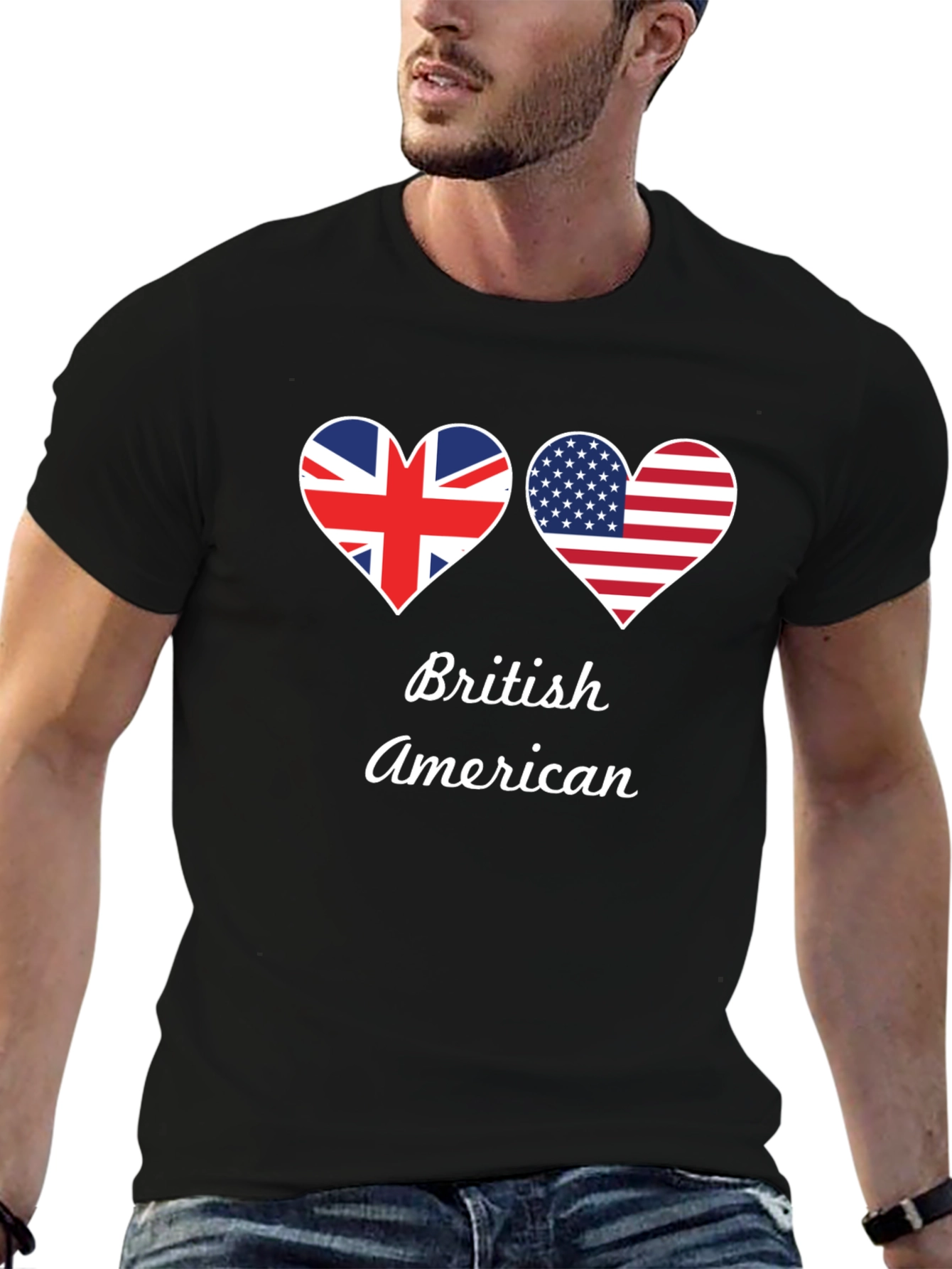 British American Flag Heart T-Shirt