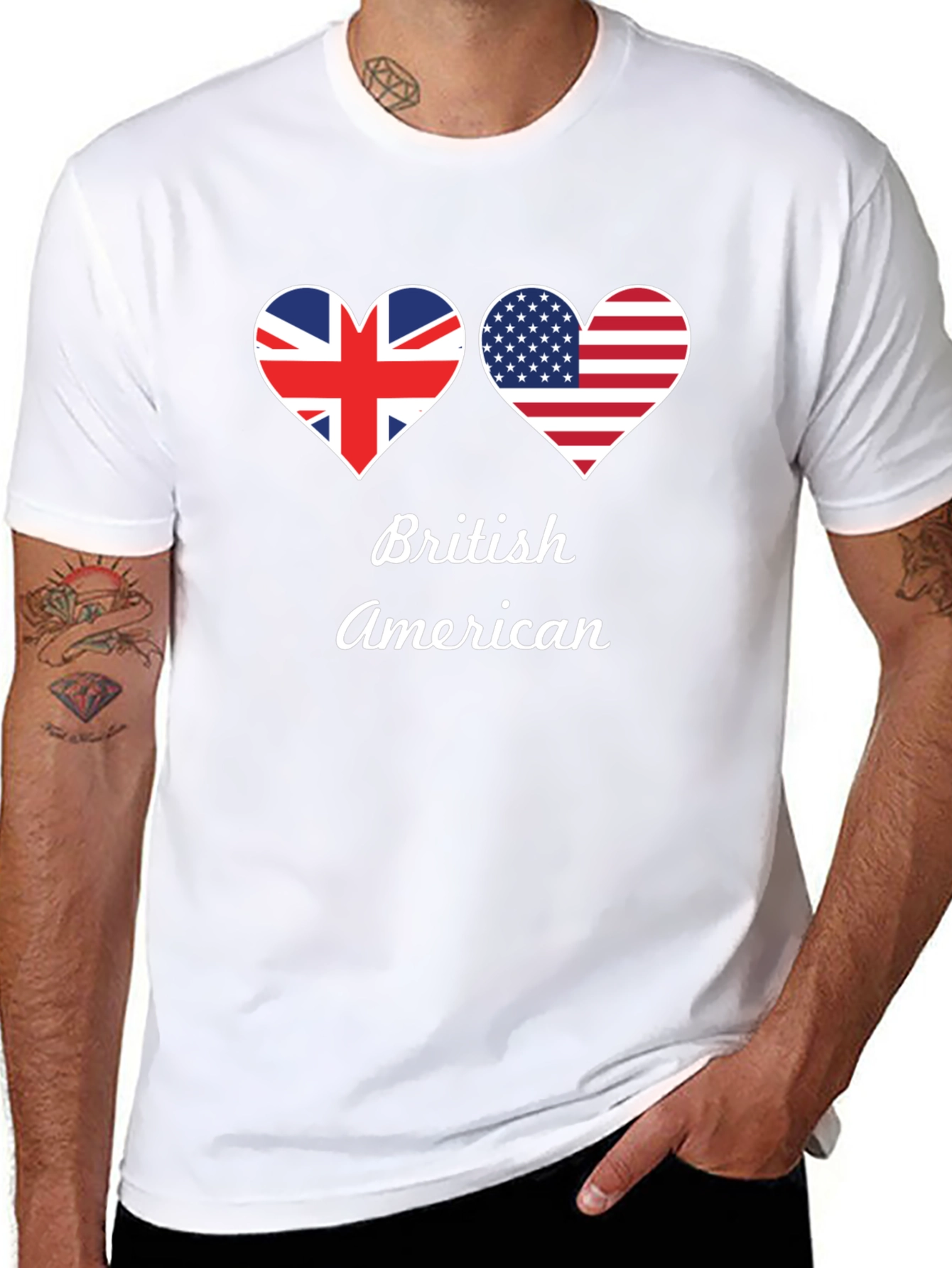 British American Flag Heart T-Shirt