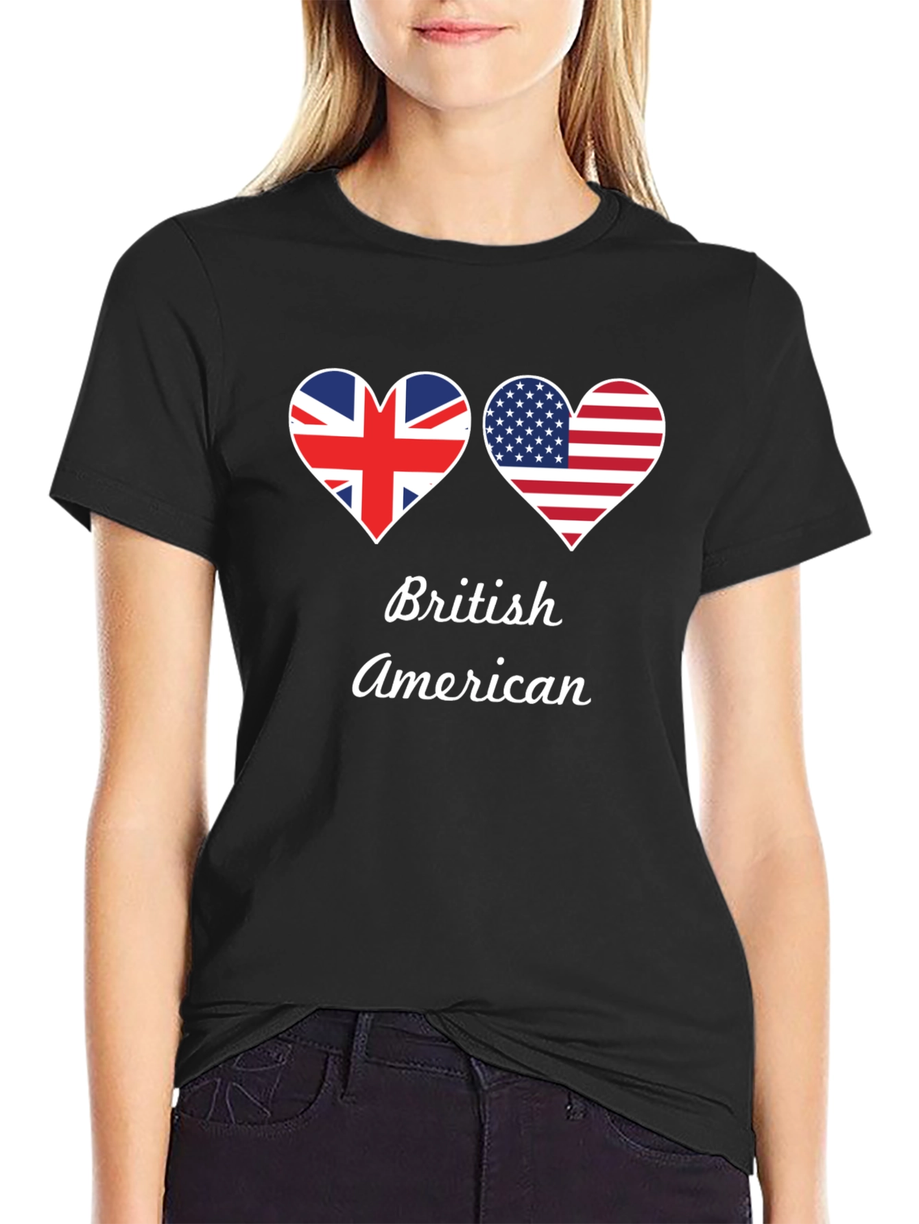 British American Flag Heart T-Shirt