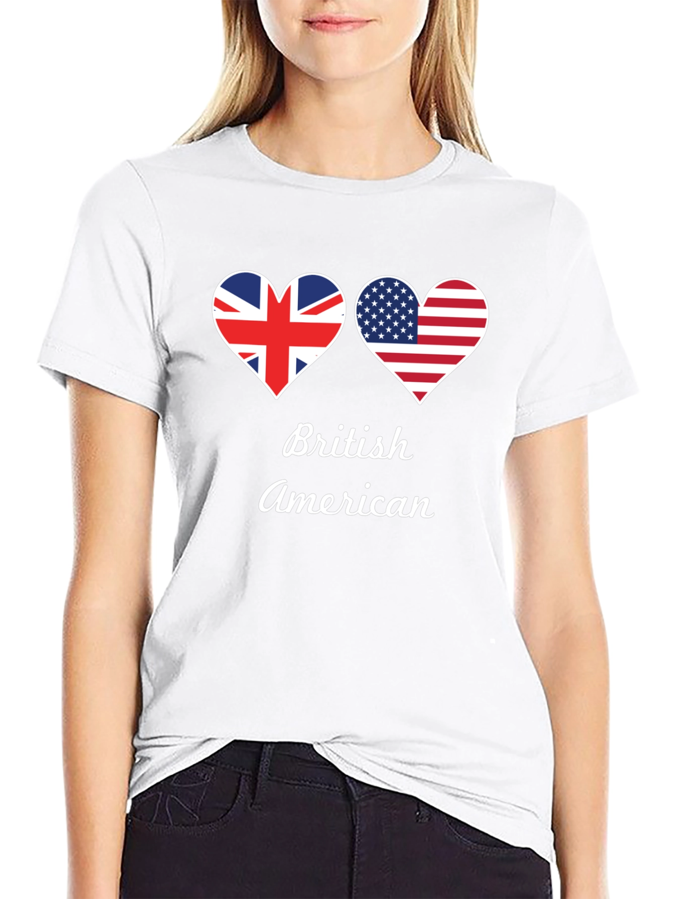 British American Flag Heart T-Shirt