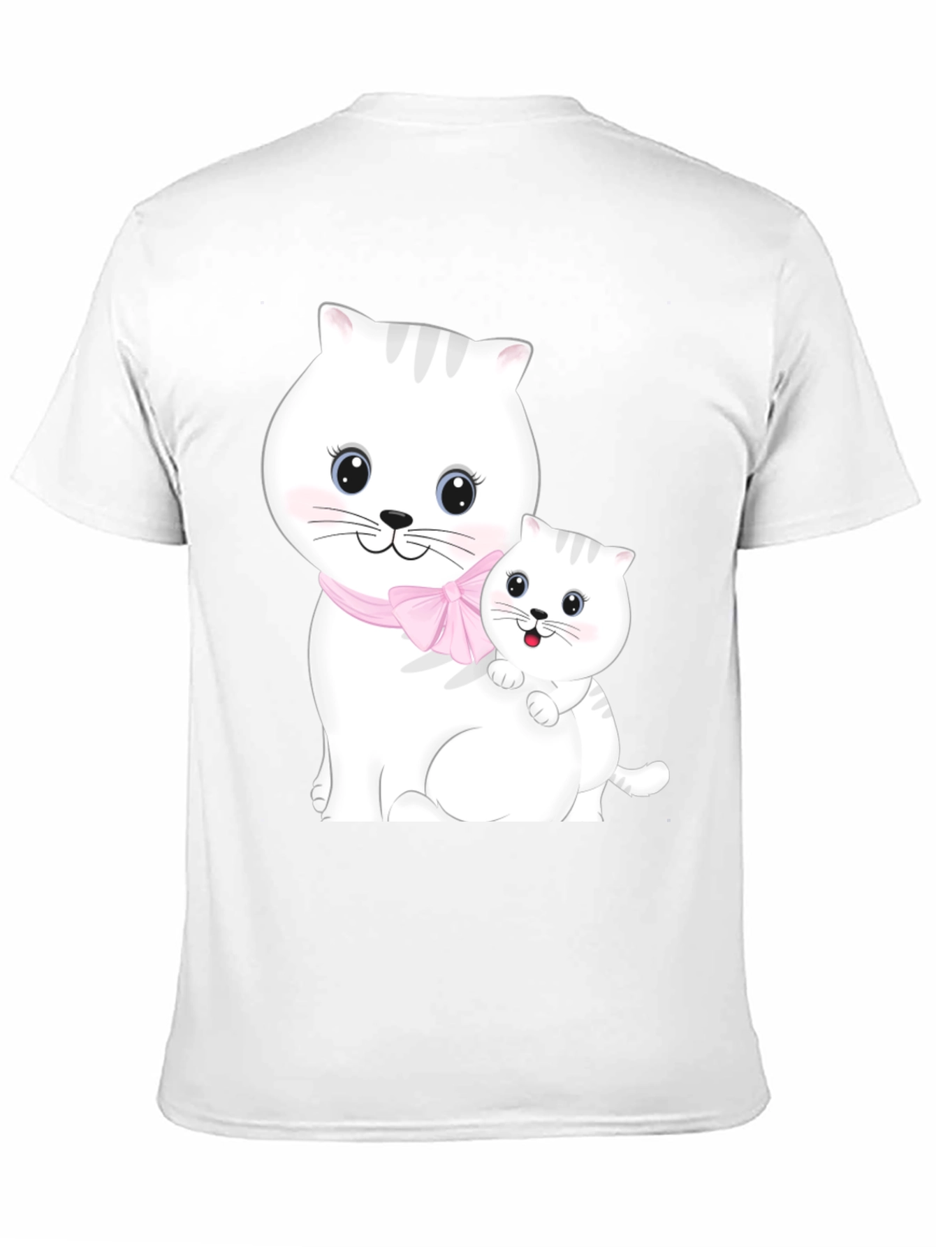 Cute Cat Mom and Kitten Black T-Shirt