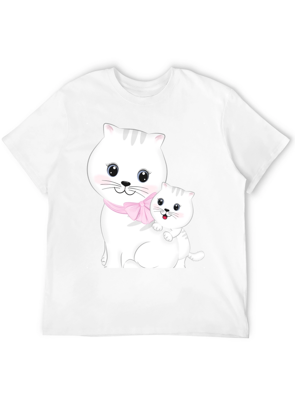 Cute Cat Mom and Kitten Black T-Shirt