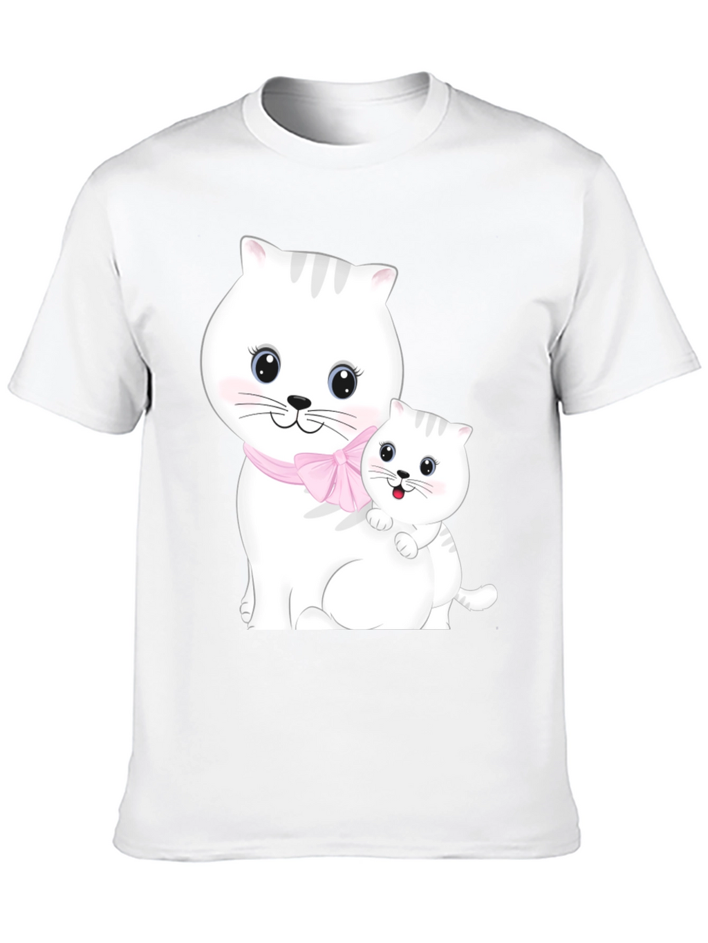 Cute Cat Mom and Kitten Black T-Shirt