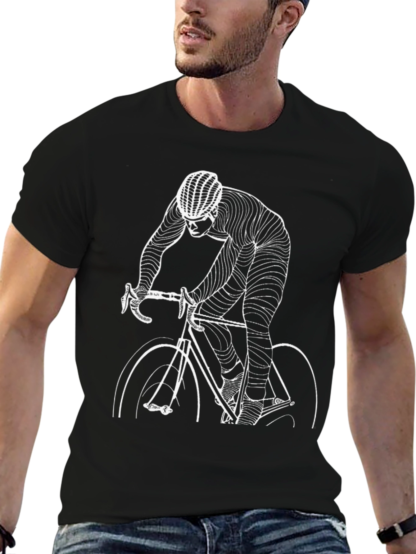Cyclist Graphic Tee - Black Cotton T-Shirt