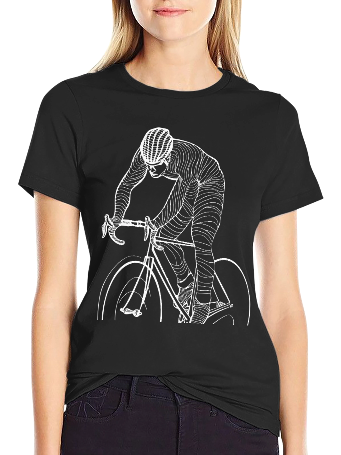 Cyclist Graphic Tee - Black Cotton T-Shirt
