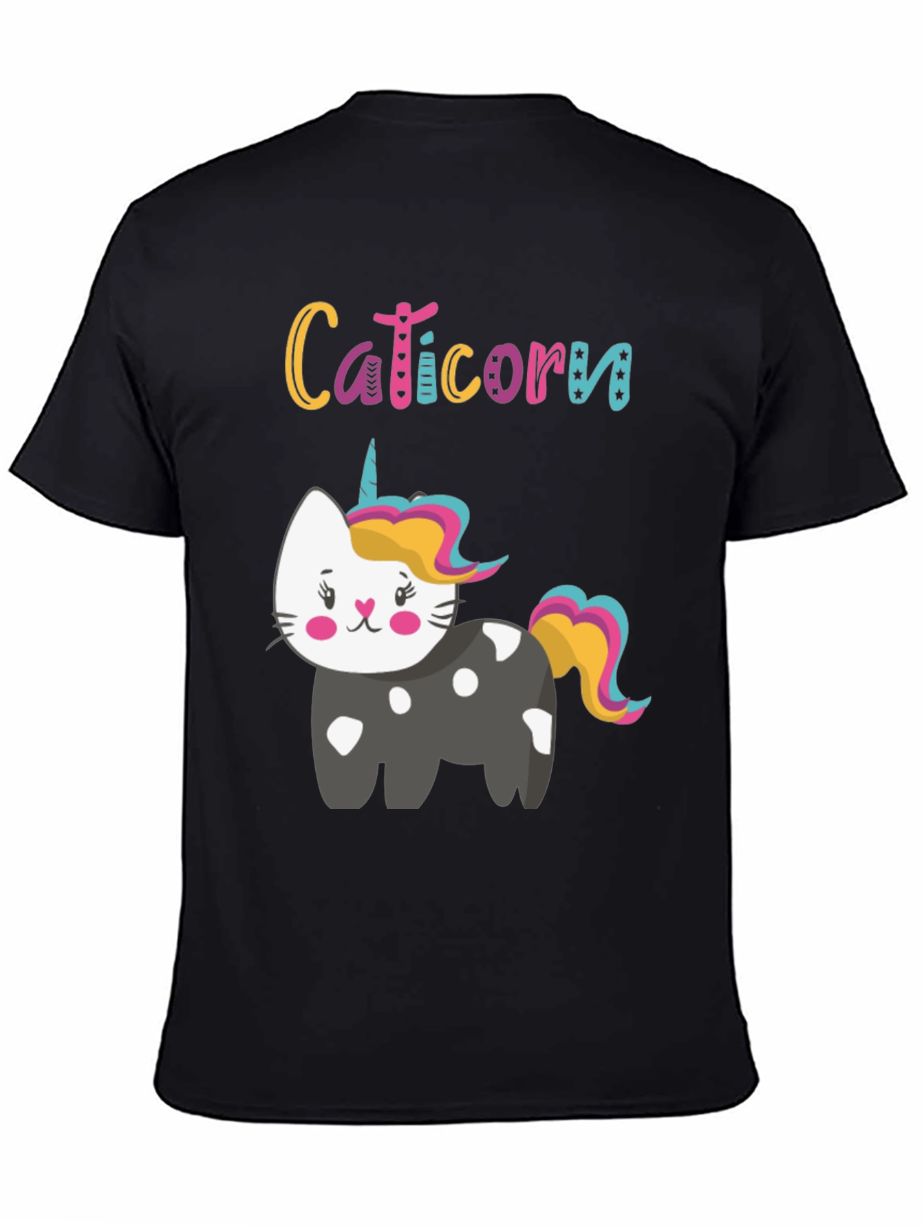 Caticorn Black Tee - Cute Cat Unicorn Design