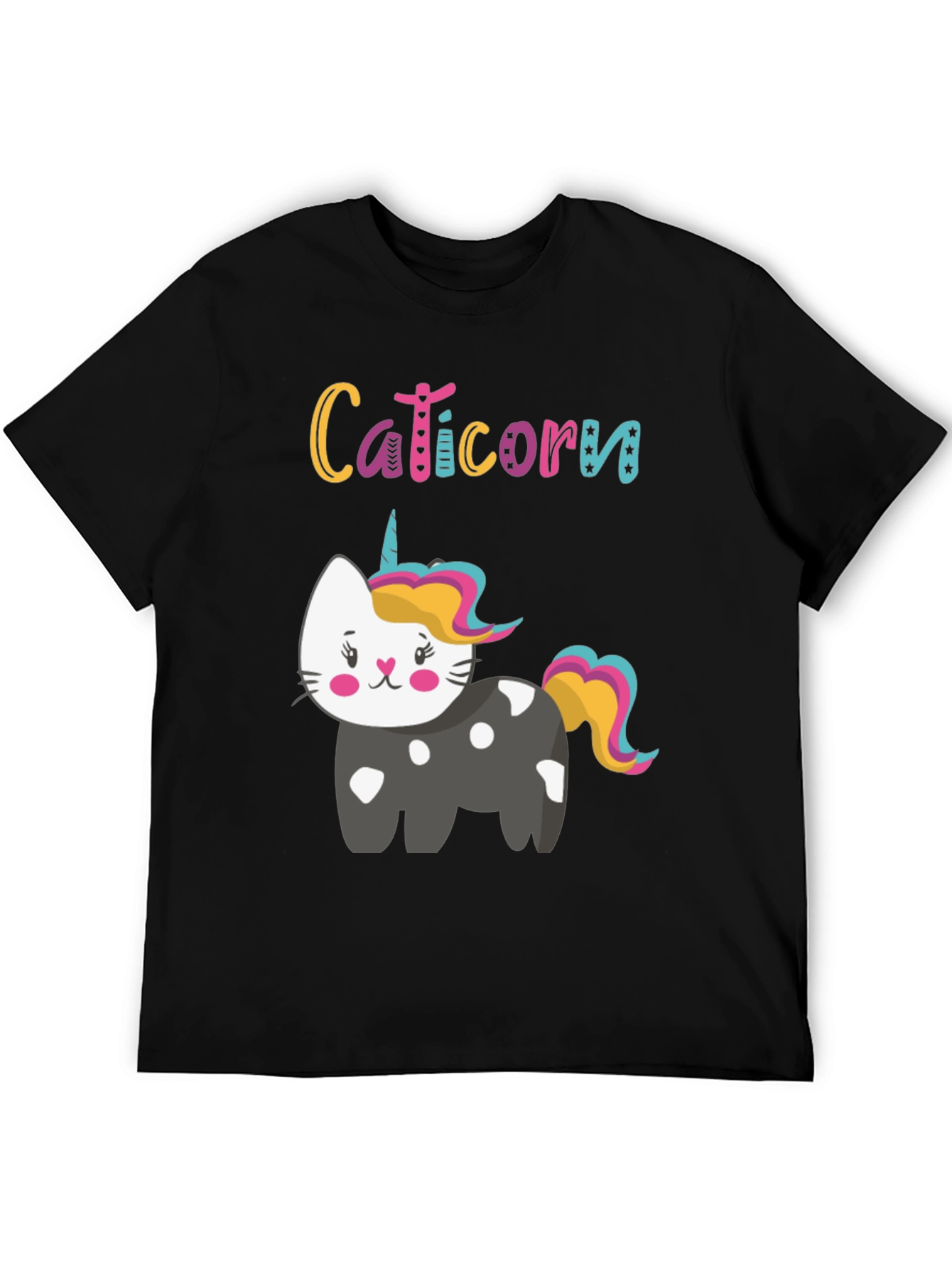 Caticorn Black Tee - Cute Cat Unicorn Design