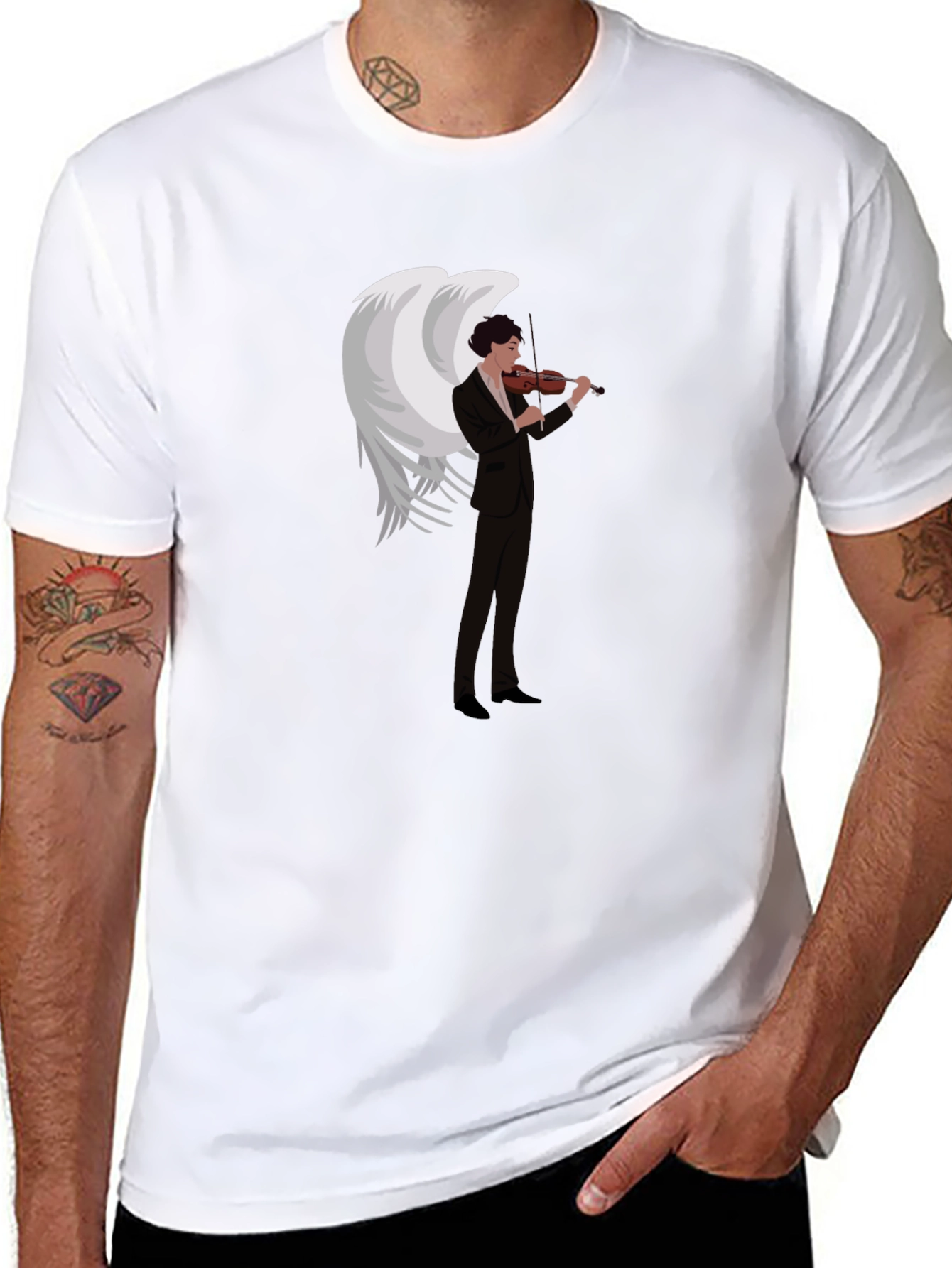 Angel Violinist Graphic Tee - Unique Music Lover Shirt