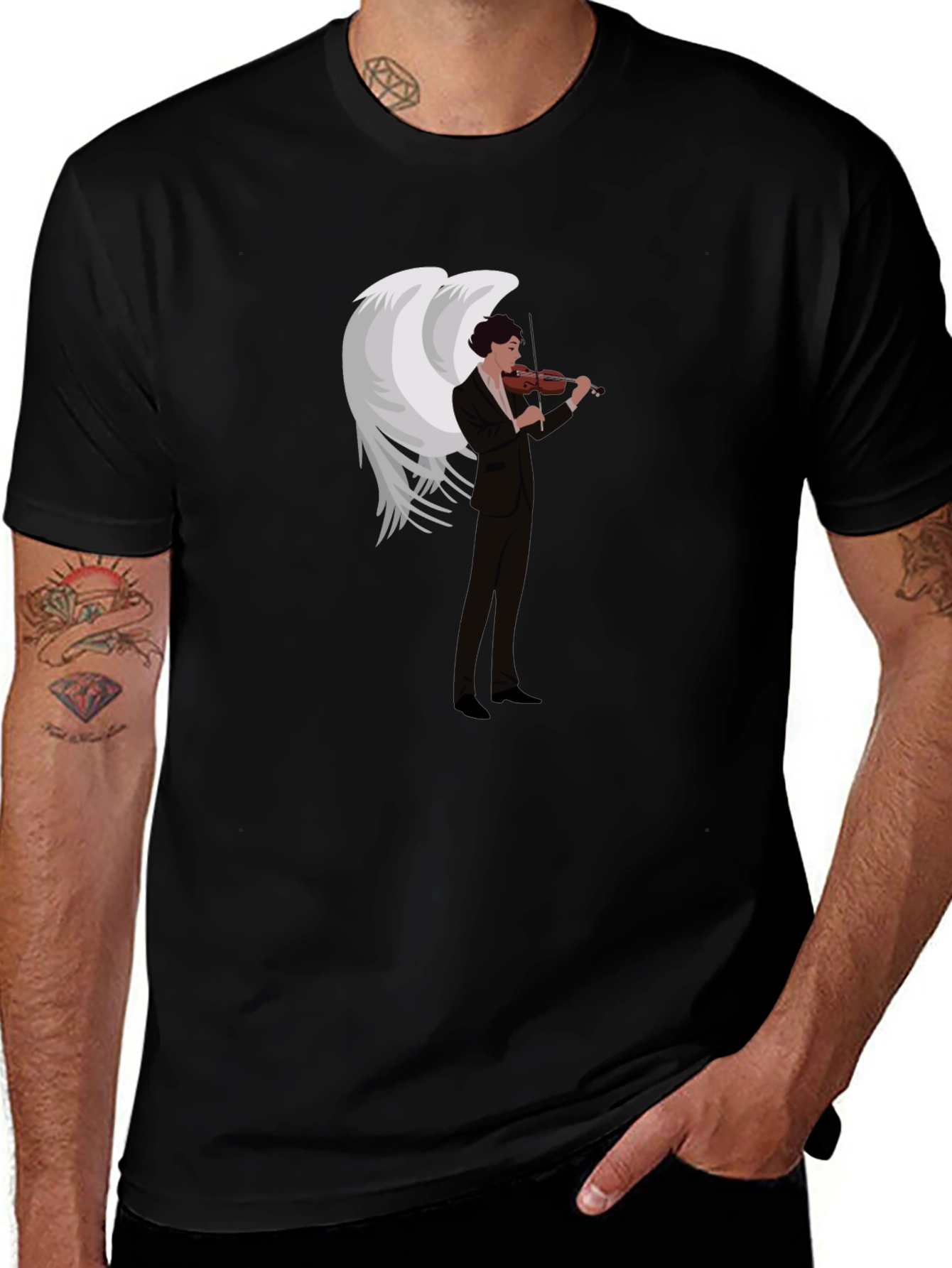 Angel Violinist Graphic Tee - Unique Music Lover Shirt