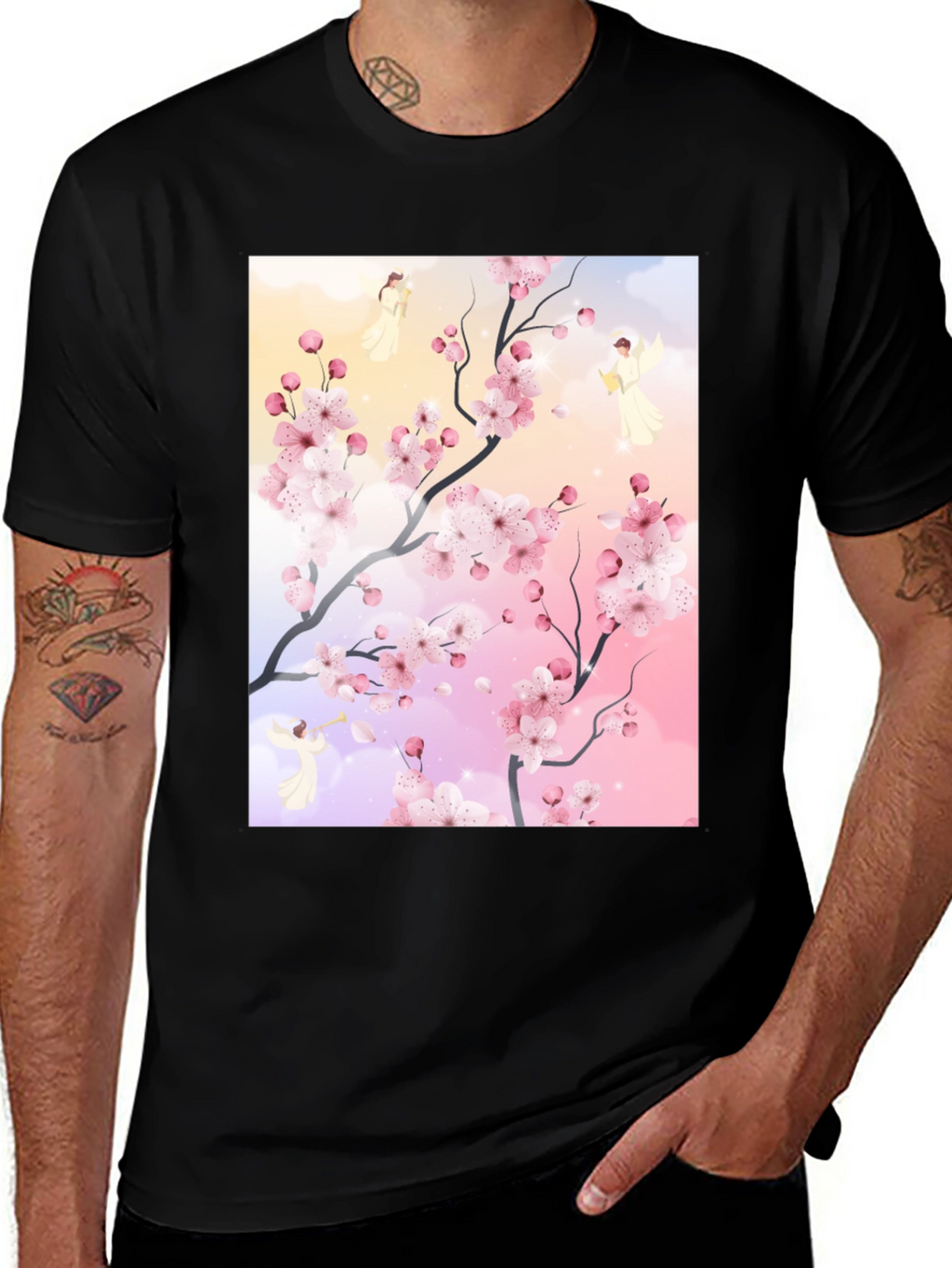 Blossom Branch Angel Graphic Tee