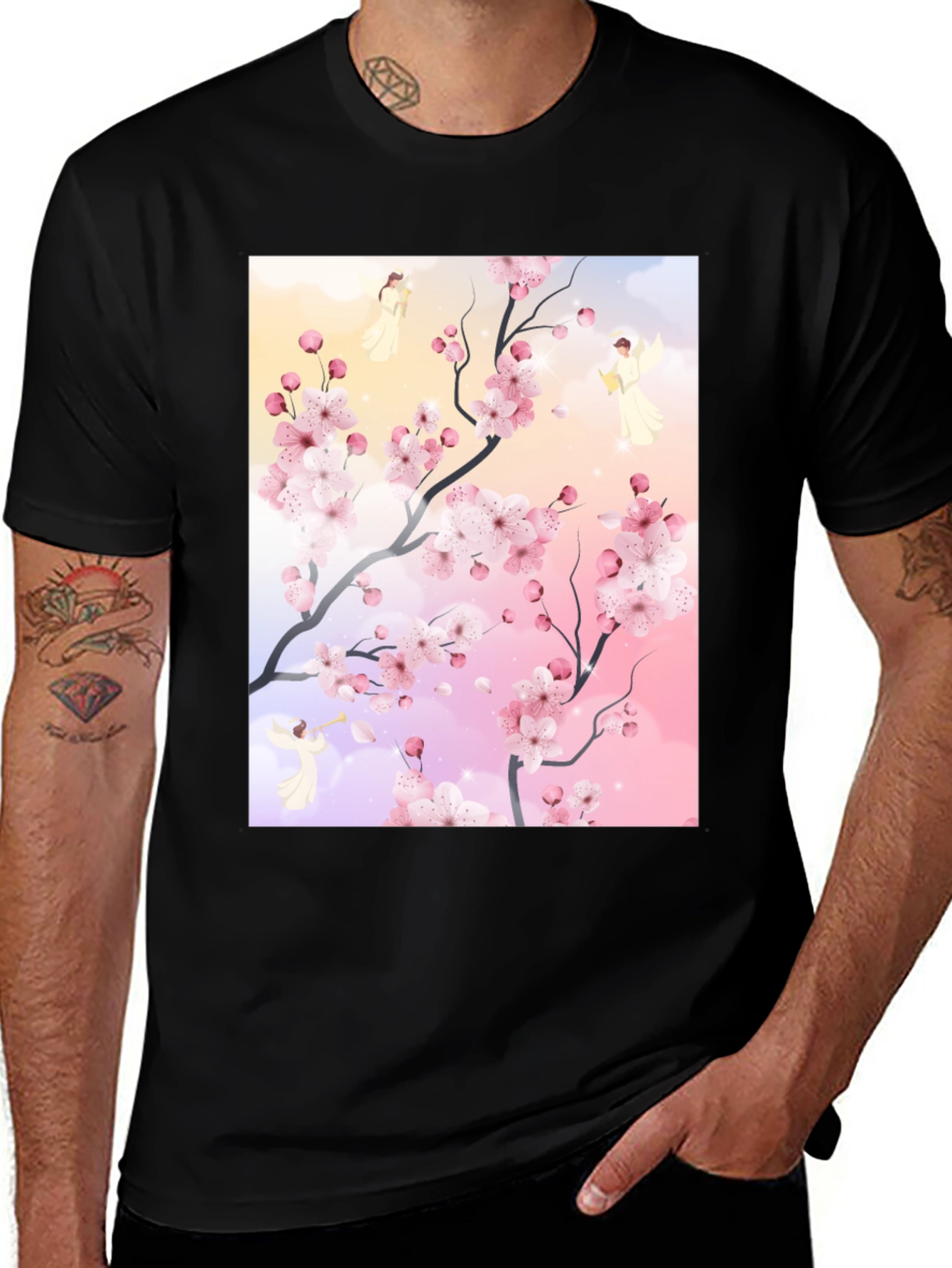 Blossom Branch Angel Graphic Tee