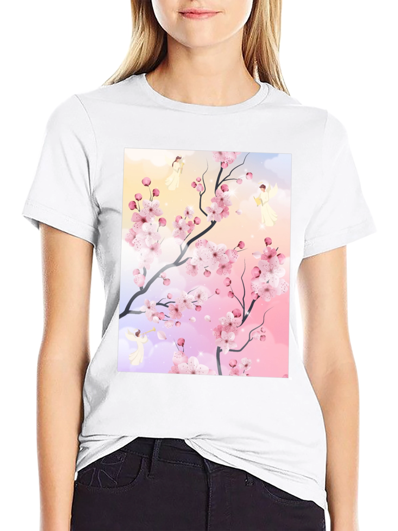 Blossom Branch Angel Graphic Tee