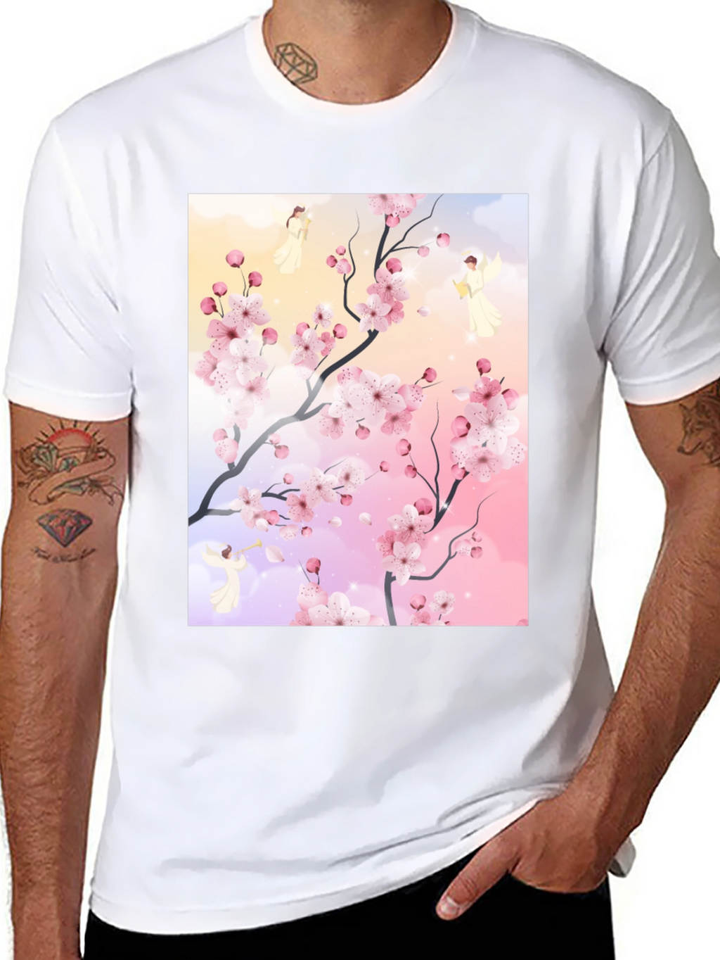Blossom Branch Angel Graphic Tee