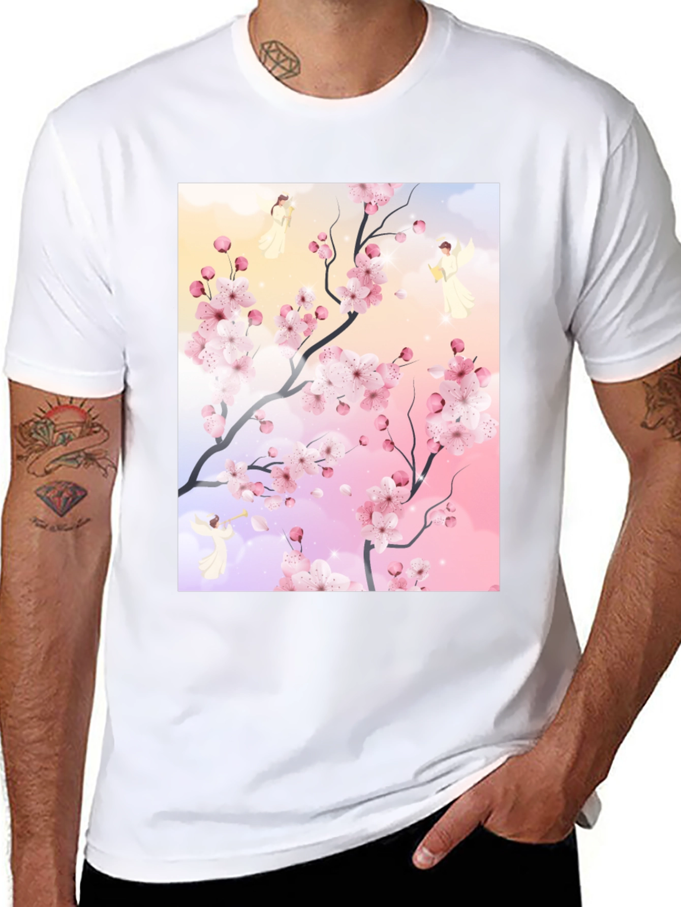 Blossom Branch Angel Graphic Tee