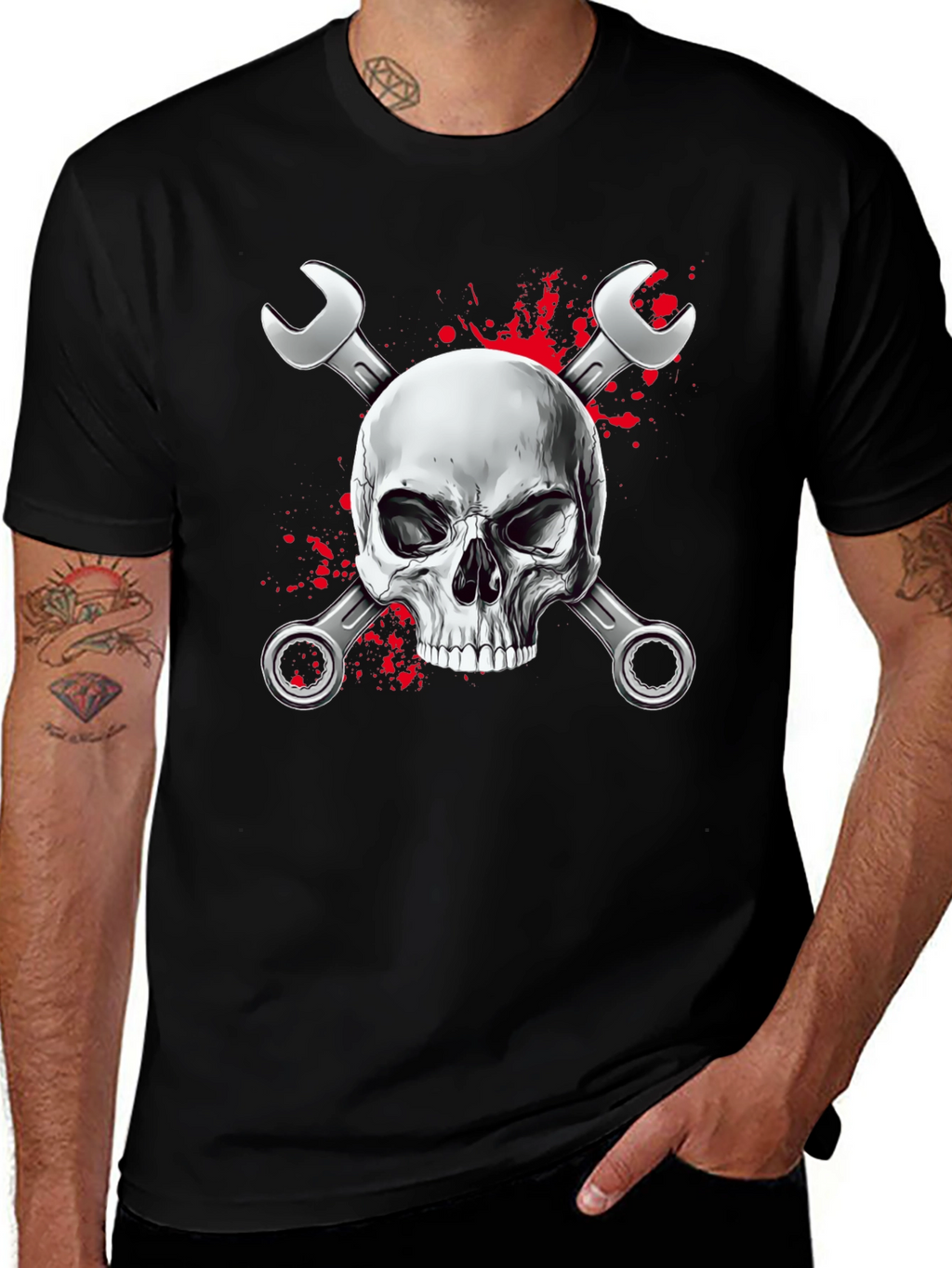 Skull & Wrenches Graphic Black T-Shirt