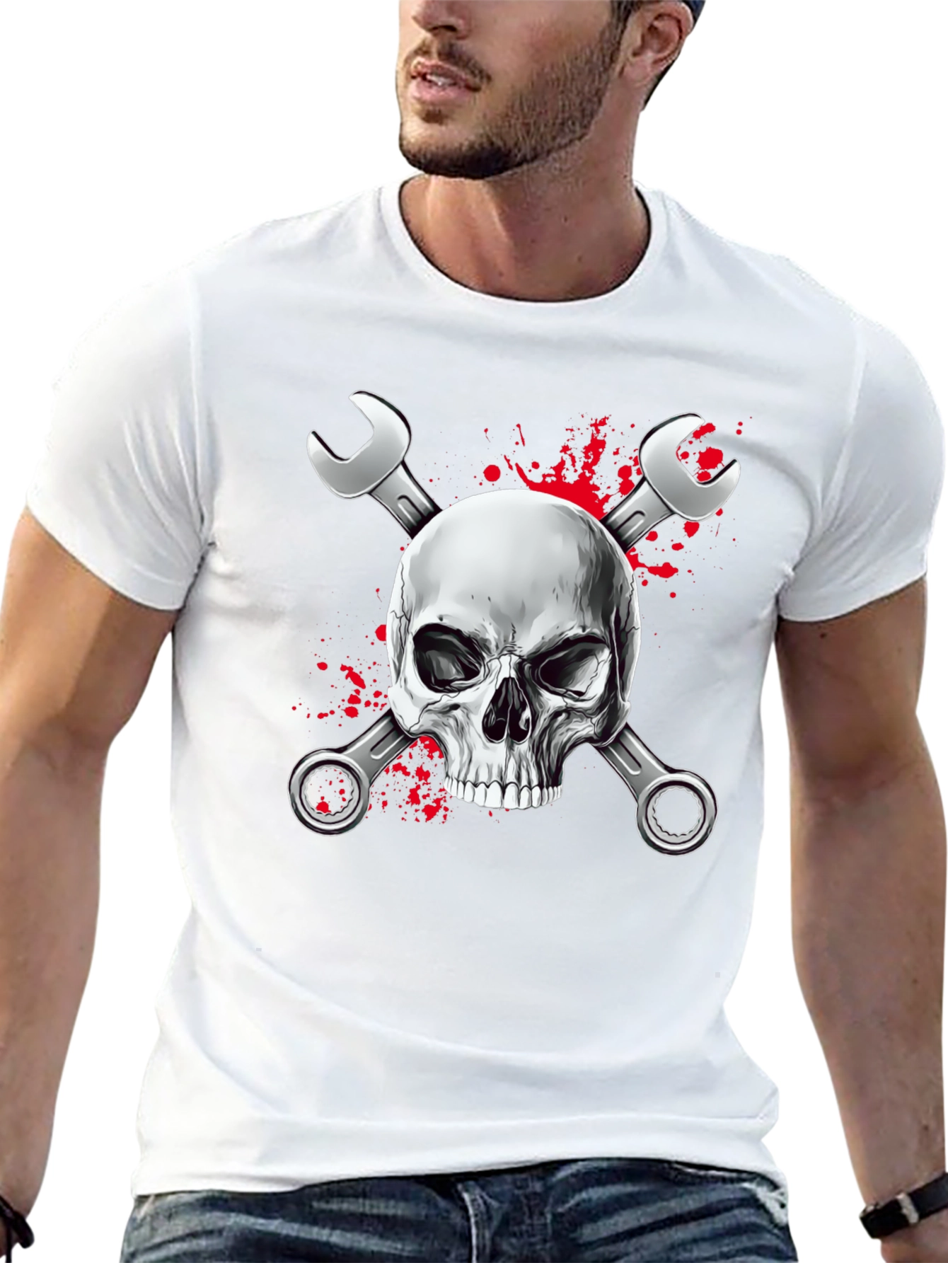 Skull & Wrenches Graphic Black T-Shirt