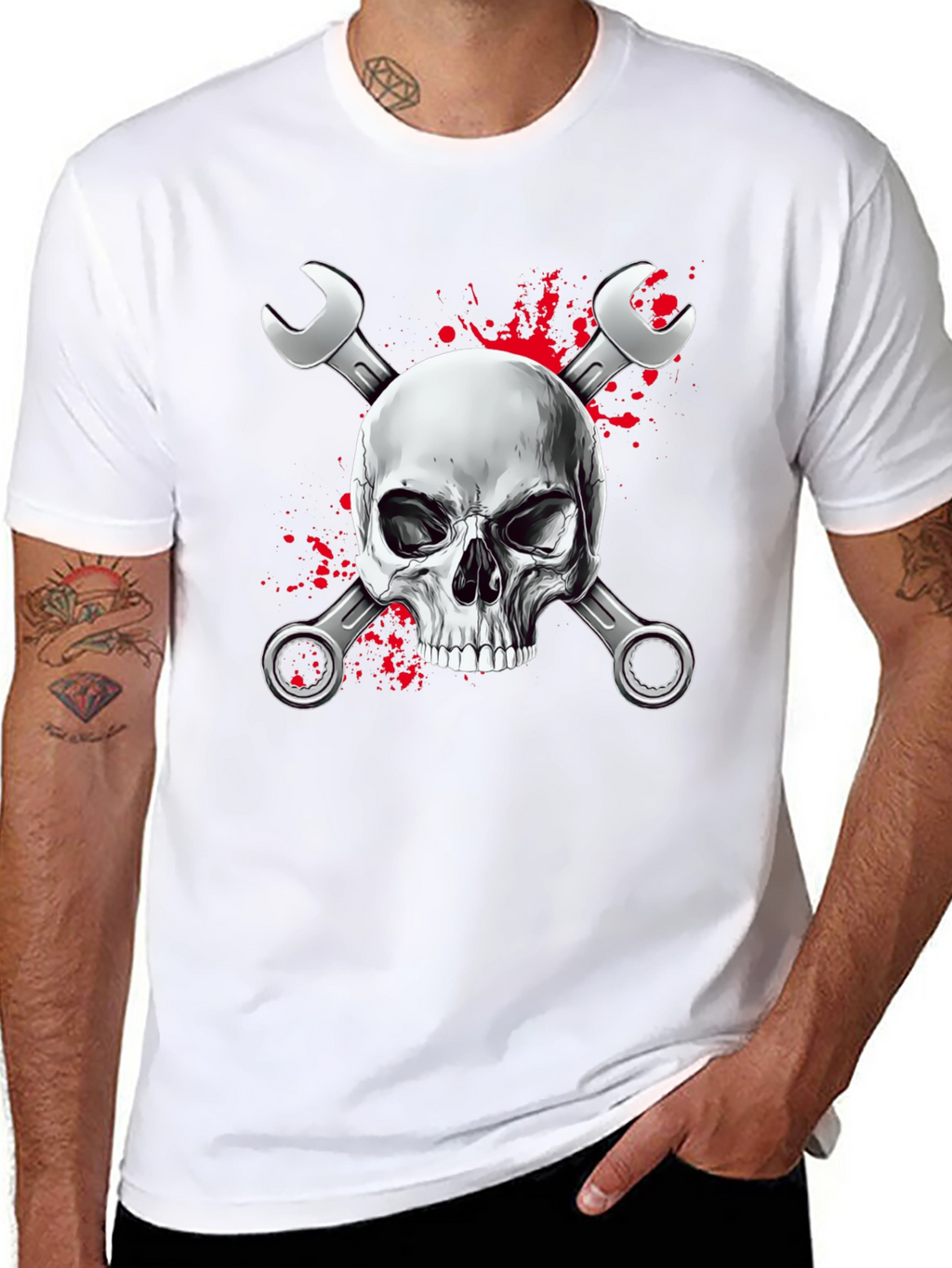 Skull & Wrenches Graphic Black T-Shirt