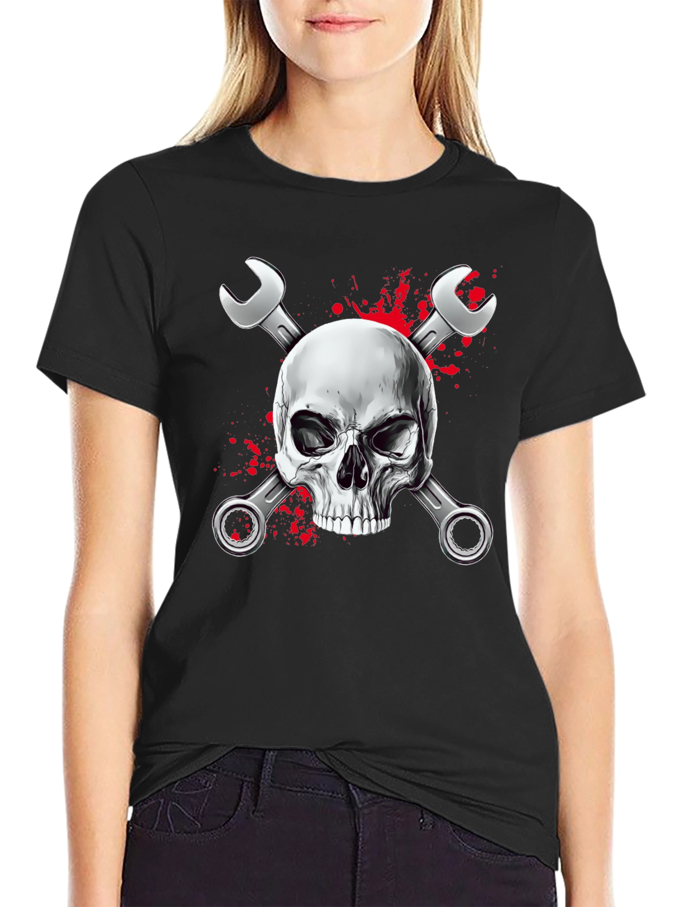 Skull & Wrenches Graphic Black T-Shirt