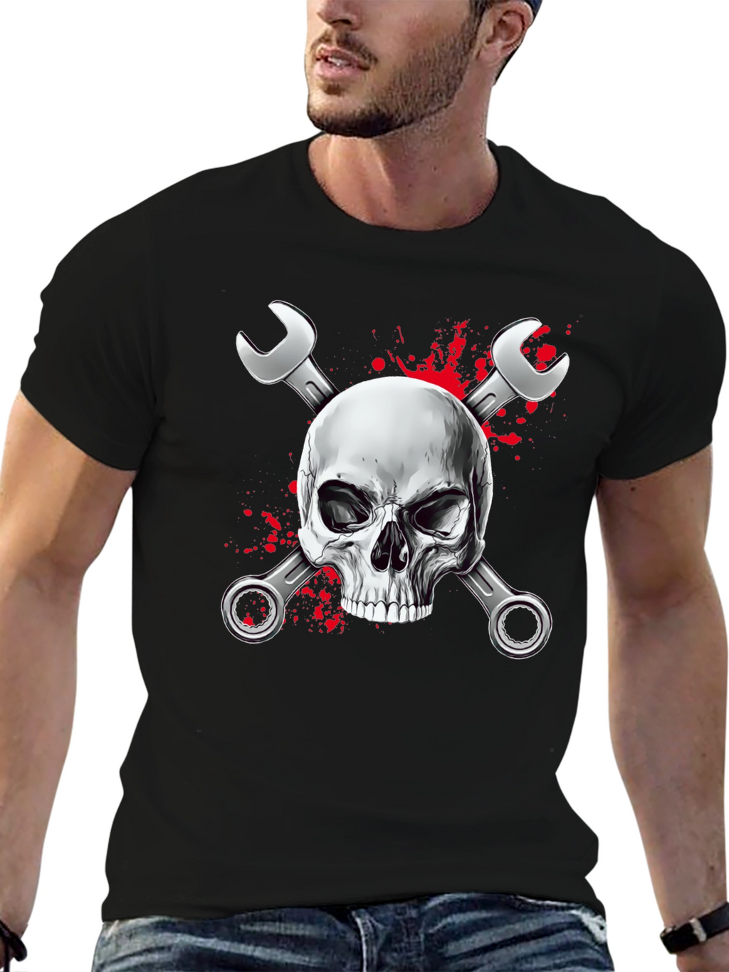 Skull & Wrenches Graphic Black T-Shirt