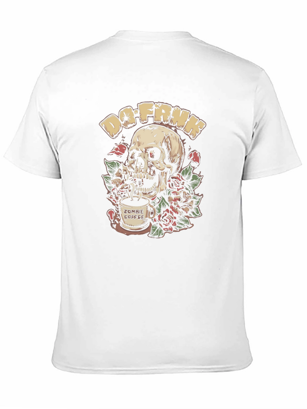 Do-FRNK Zombie Coffee Skull Graphic T-Shirt
