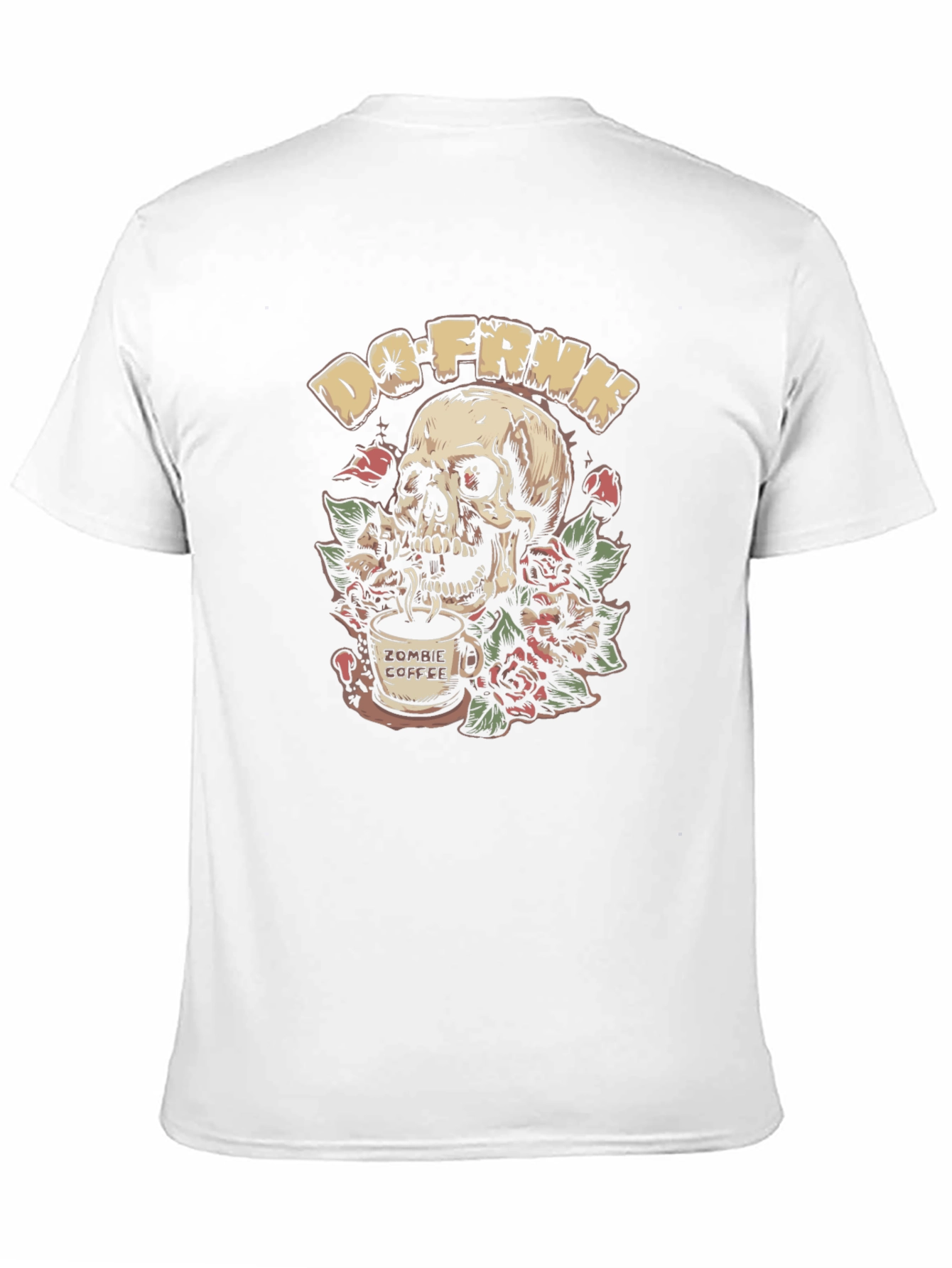 Do-FRNK Zombie Coffee Skull Graphic T-Shirt