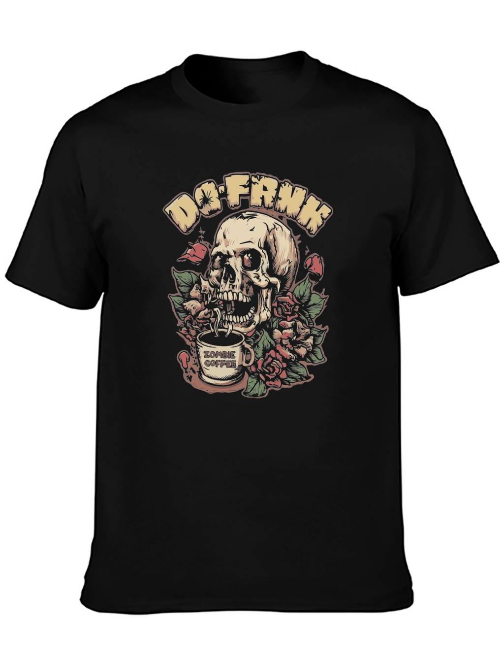 Do-FRNK Zombie Coffee Skull Graphic T-Shirt